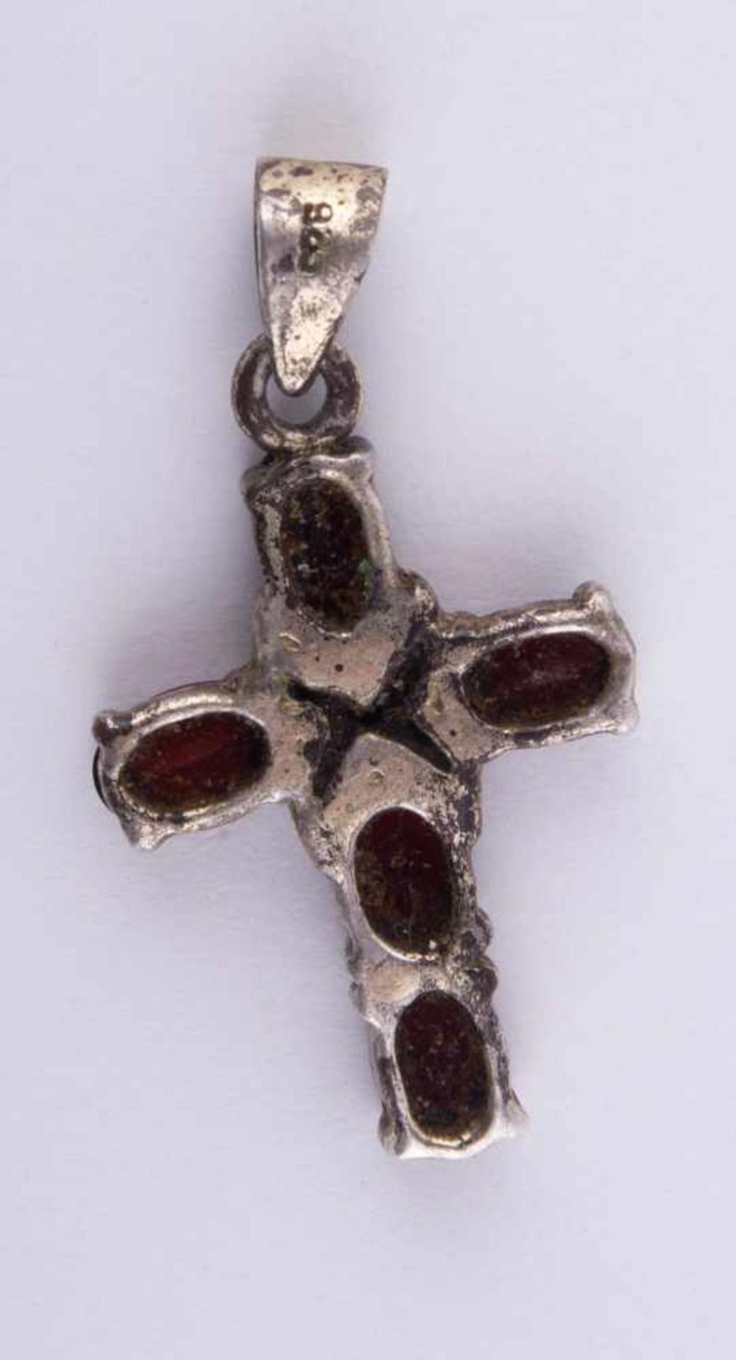 Kreuzanhänger mit Granaten / Cross silver pendant with garnets Silber 925/000, ca. 30 mm x 18 mm - Bild 5 aus 5