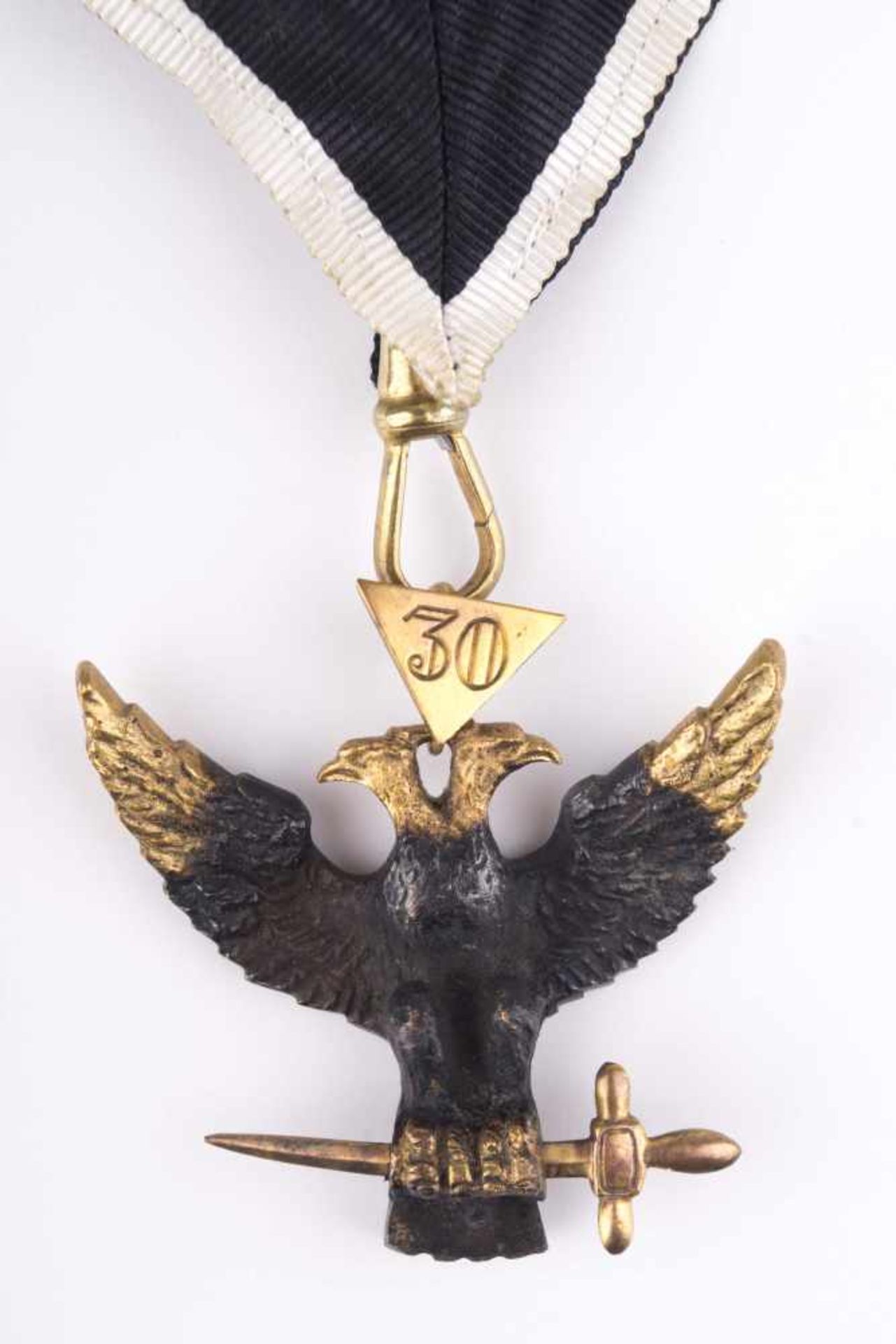 Freimaurer Orden/Anhänger / Freemason medal/pendant Doppelkopfadler am schwarzen Trageband - Bild 4 aus 5