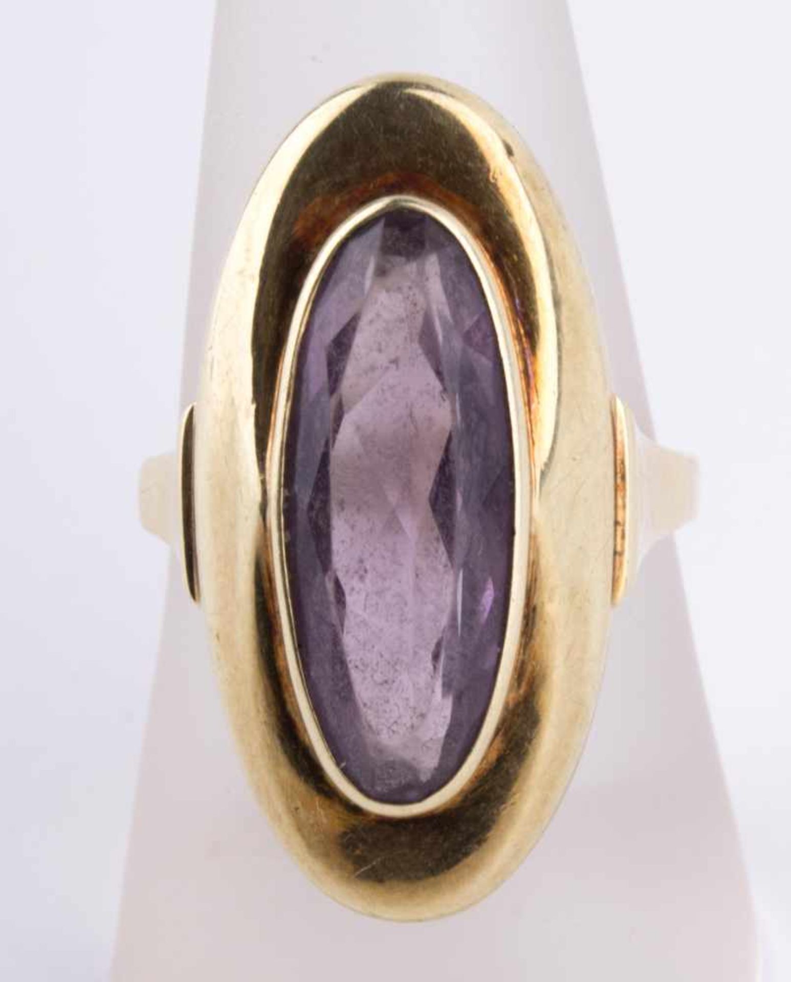 Damen Amethystring / Women's amethyst gold ring GG 585/000, RG ca. 58, Gesamtgewicht ca. 6 g. - Bild 2 aus 12