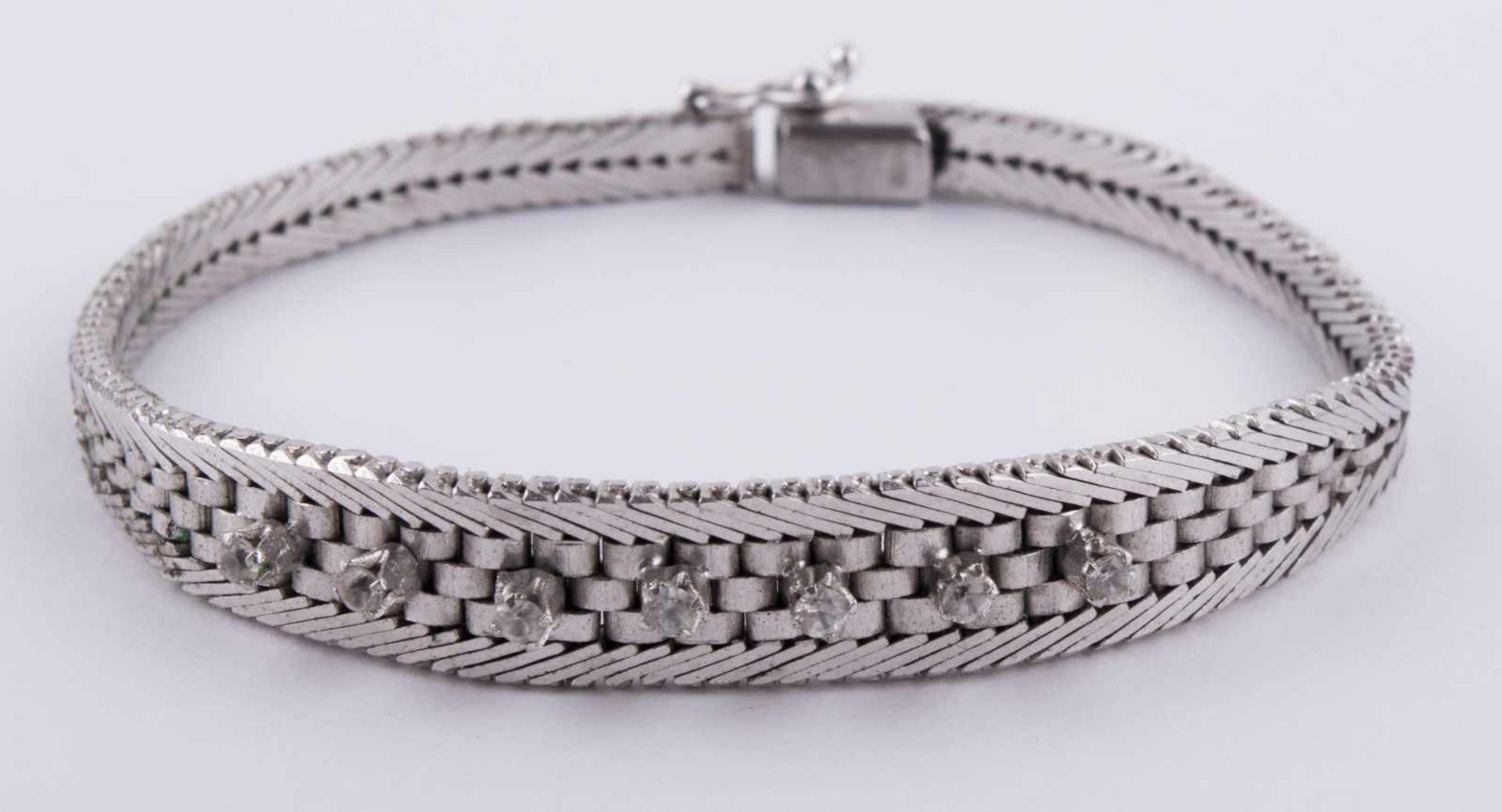 Brillant Silberarmband / Brilliant silver necklace Silber 835/000, mit 7 kleinen Brillanten, L: - Bild 2 aus 8