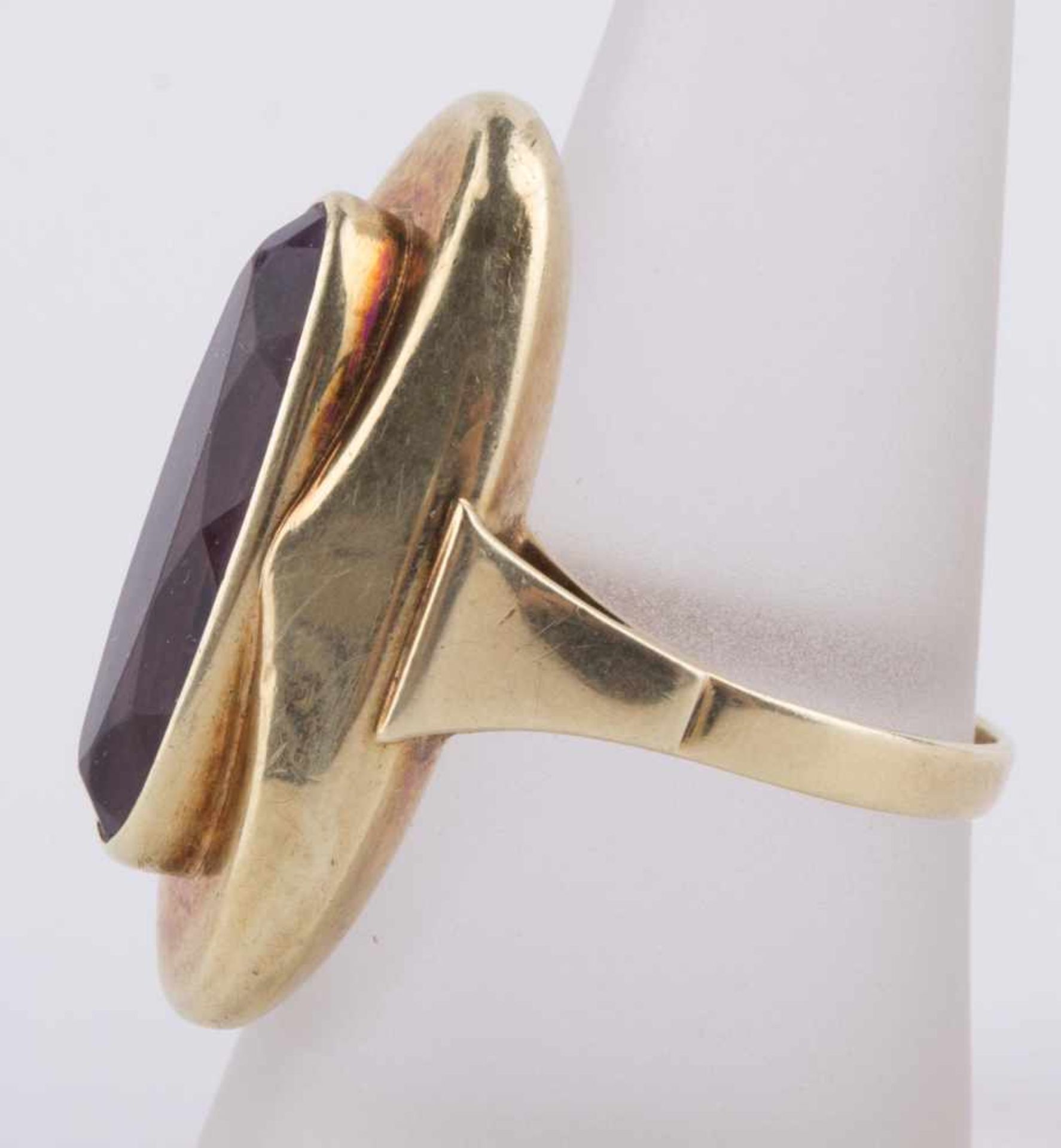 Damen Amethystring / Women's amethyst gold ring GG 585/000, RG ca. 58, Gesamtgewicht ca. 6 g. - Bild 5 aus 12