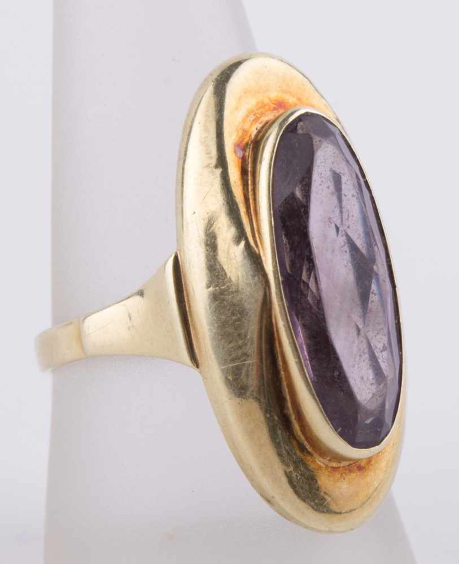 Damen Amethystring / Women's amethyst gold ring GG 585/000, RG ca. 58, Gesamtgewicht ca. 6 g. - Bild 3 aus 12