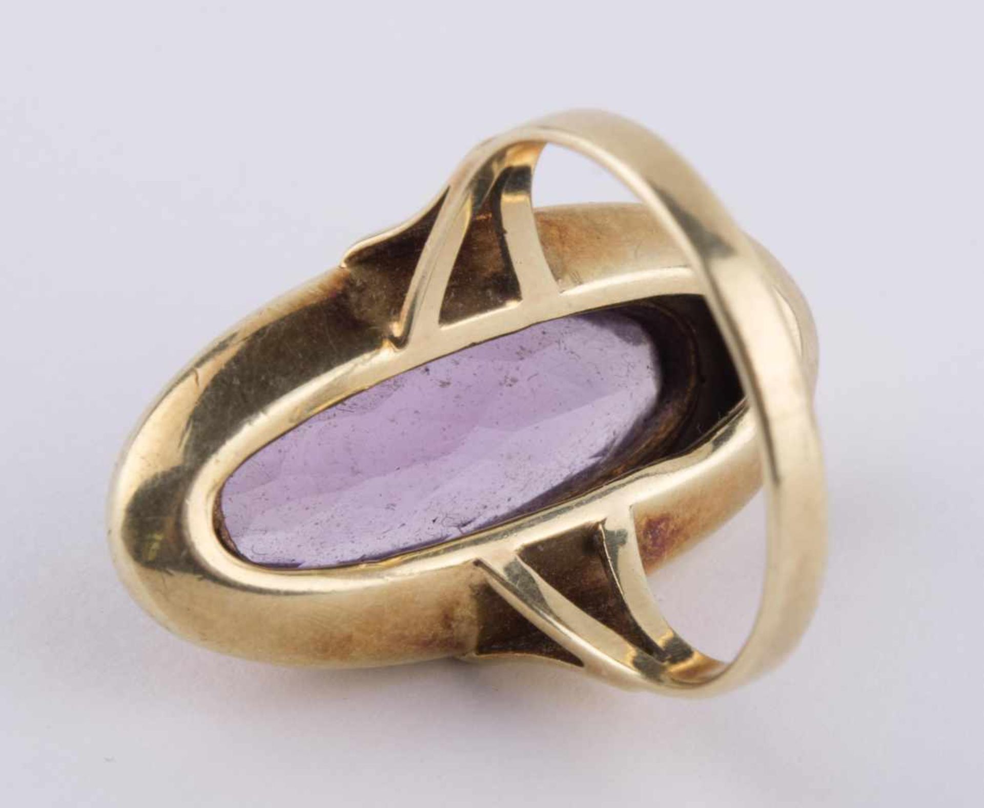 Damen Amethystring / Women's amethyst gold ring GG 585/000, RG ca. 58, Gesamtgewicht ca. 6 g. - Bild 8 aus 12