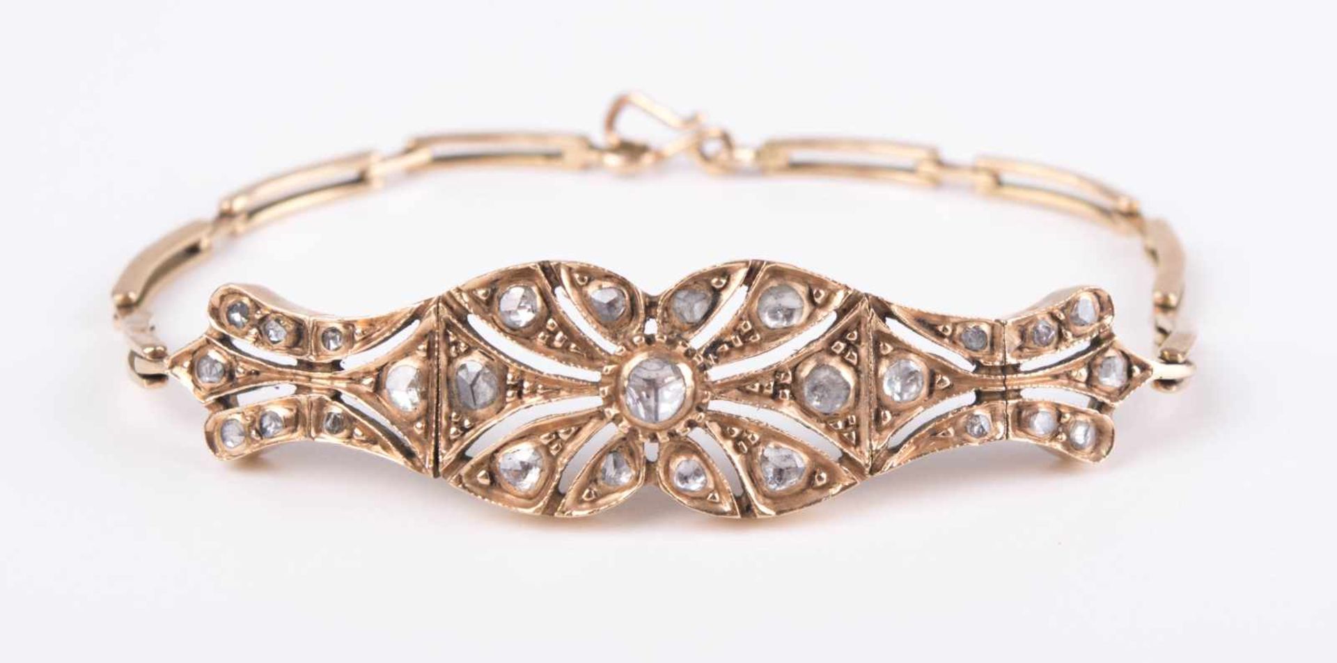 Diamantarmband Türkei um 1900 / diamond bracelet, Turkey about 1900 GG 585/000 geprüft, besetzt - Bild 2 aus 8