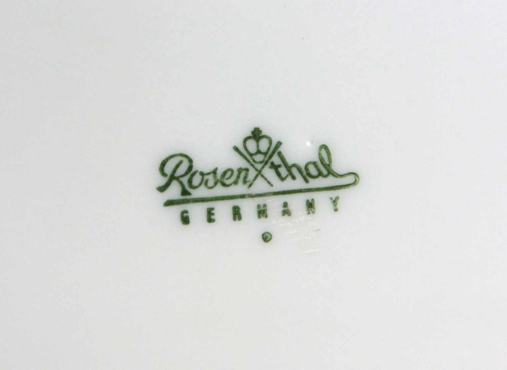 Rosenthal Deckeldose Porzellan mit unterglasurgrüner Manufakturmarke Rosenthal Germany, - Bild 2 aus 2