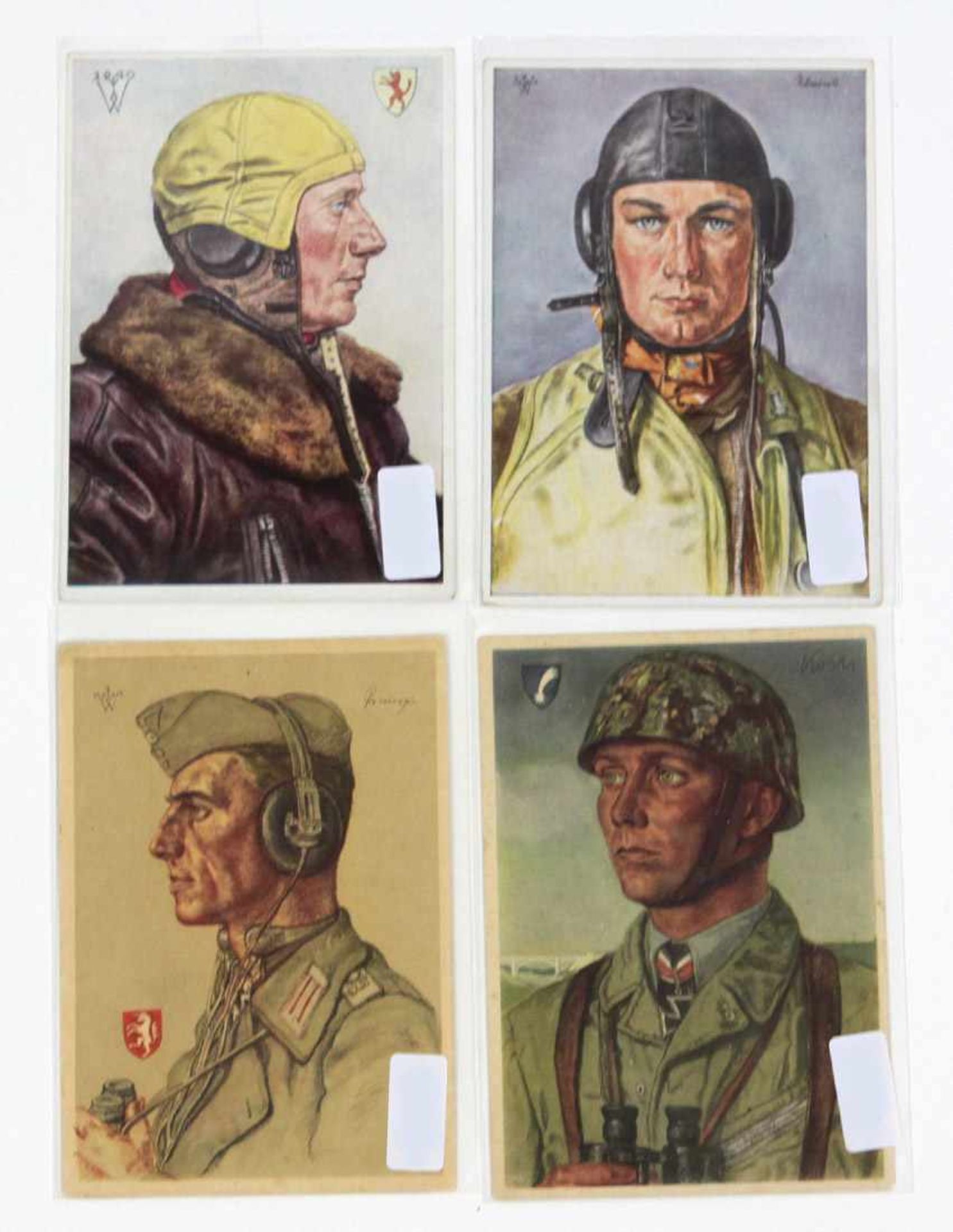 4 Militär Künstlerkarten W. Willrich Konvolut von 4 Original Künstlerkarten mit Potraits von W.