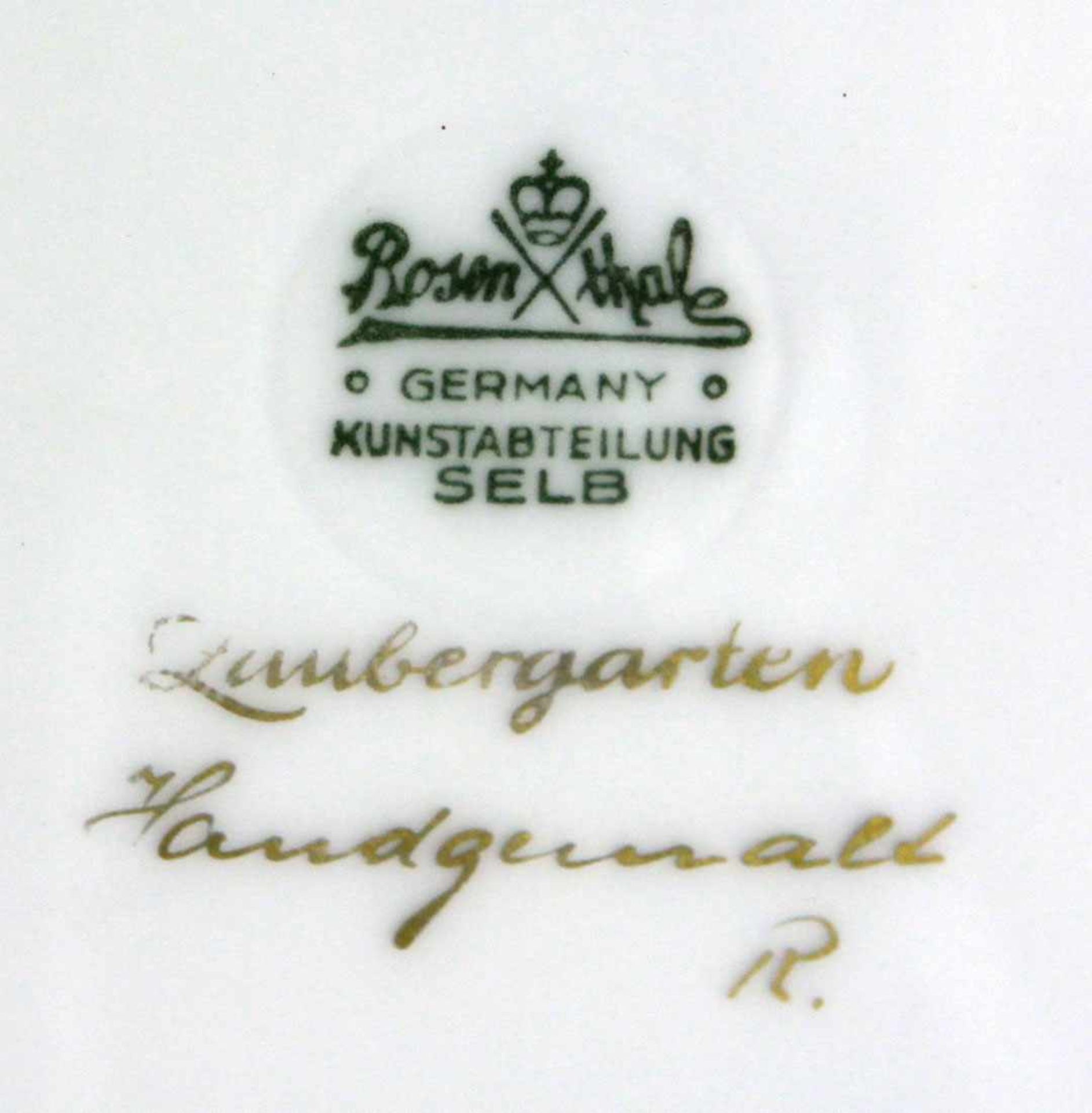 Rosenthal Deckeldose Porzellan mit unterglasurgrüner Manufakturmarke Rosenthal Germany - Bild 3 aus 3