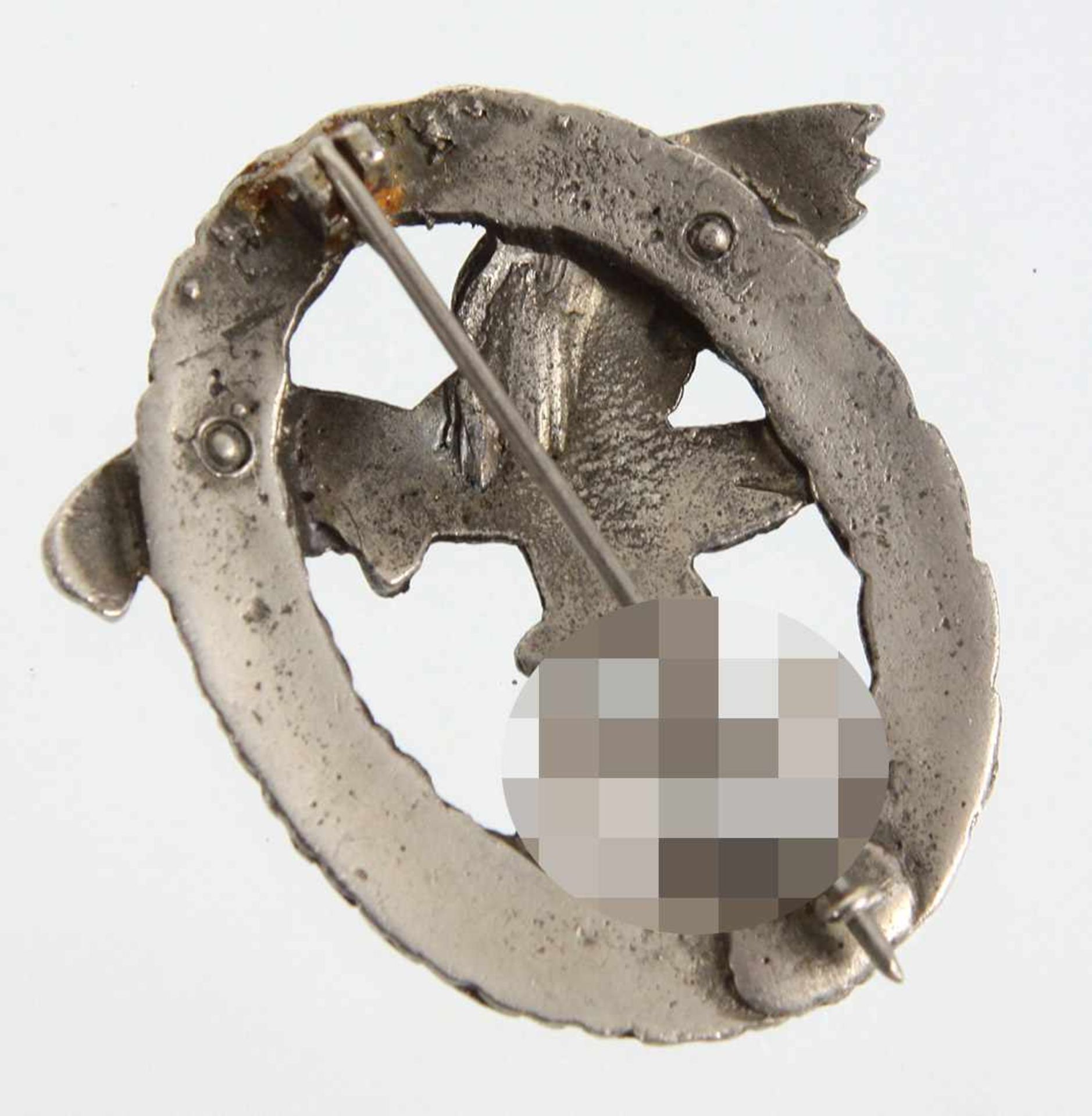 Beobachter - Abzeichen der Luftwaffe, Metall, hochovaler Eichenblatt- u. Lorbeerkranz mit - Bild 2 aus 2