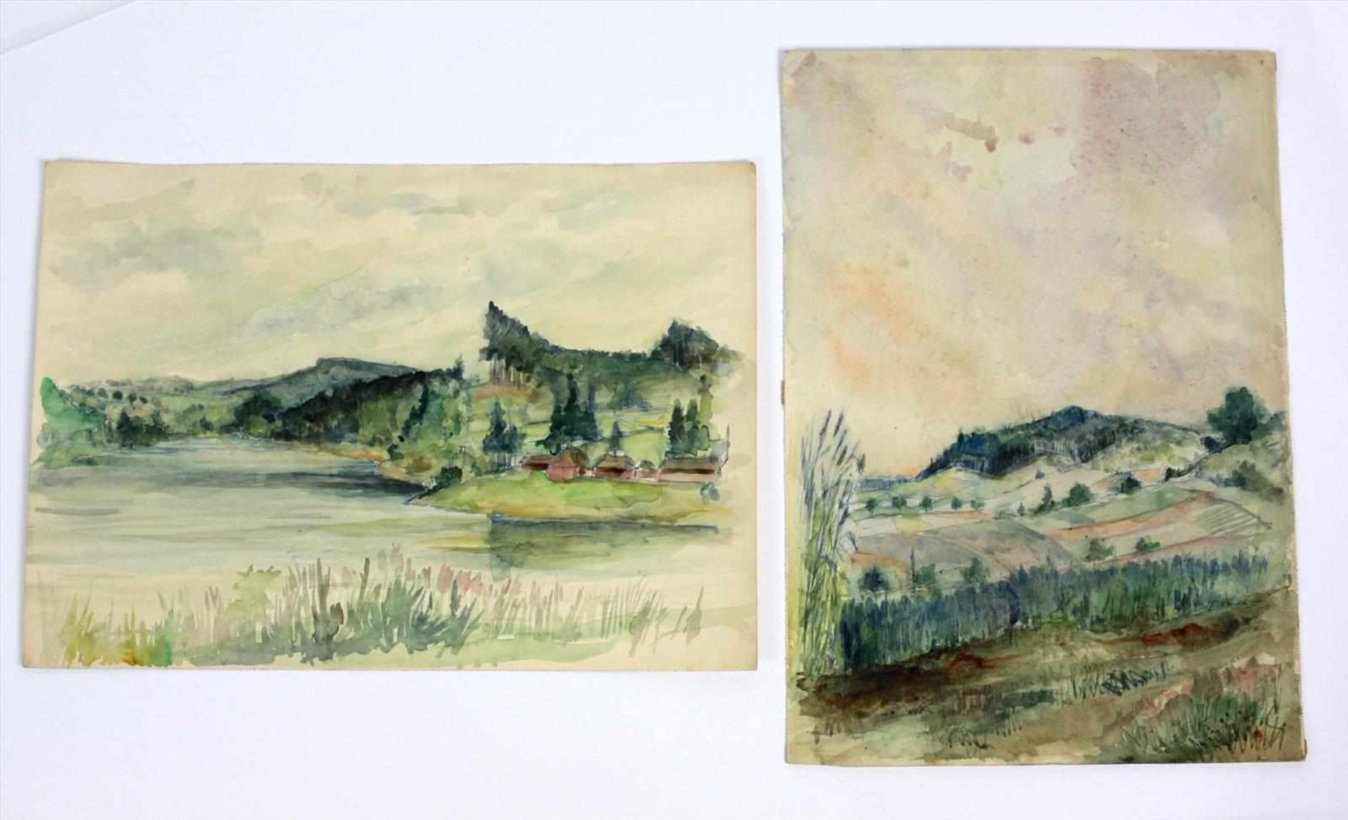 2 Zwickauer Landschaften - Richter, G. Aquarelle auf Papier mit Bleistift Vorzeichnung. je