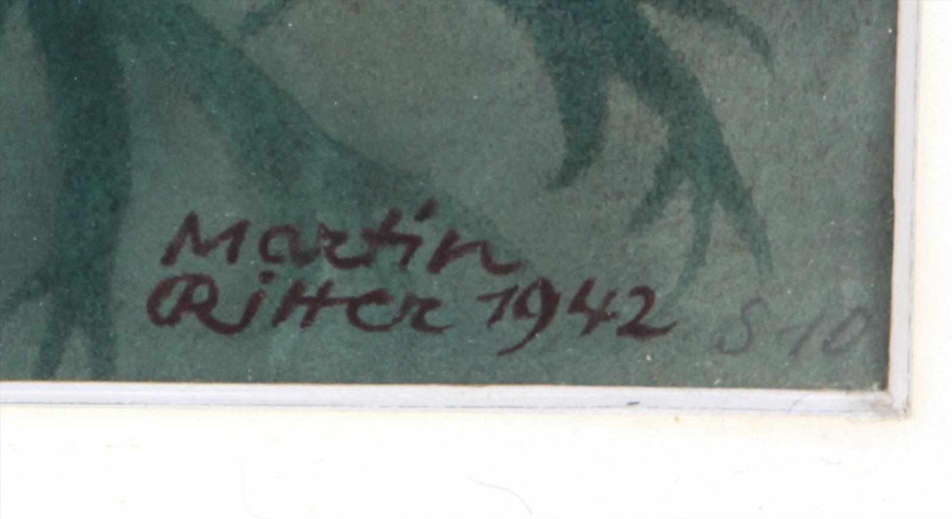 Rittersporn mit Mohn - Ritter, Martin Aquarell rechts unten signiert Martin Ritter sowie datiert - Bild 2 aus 2