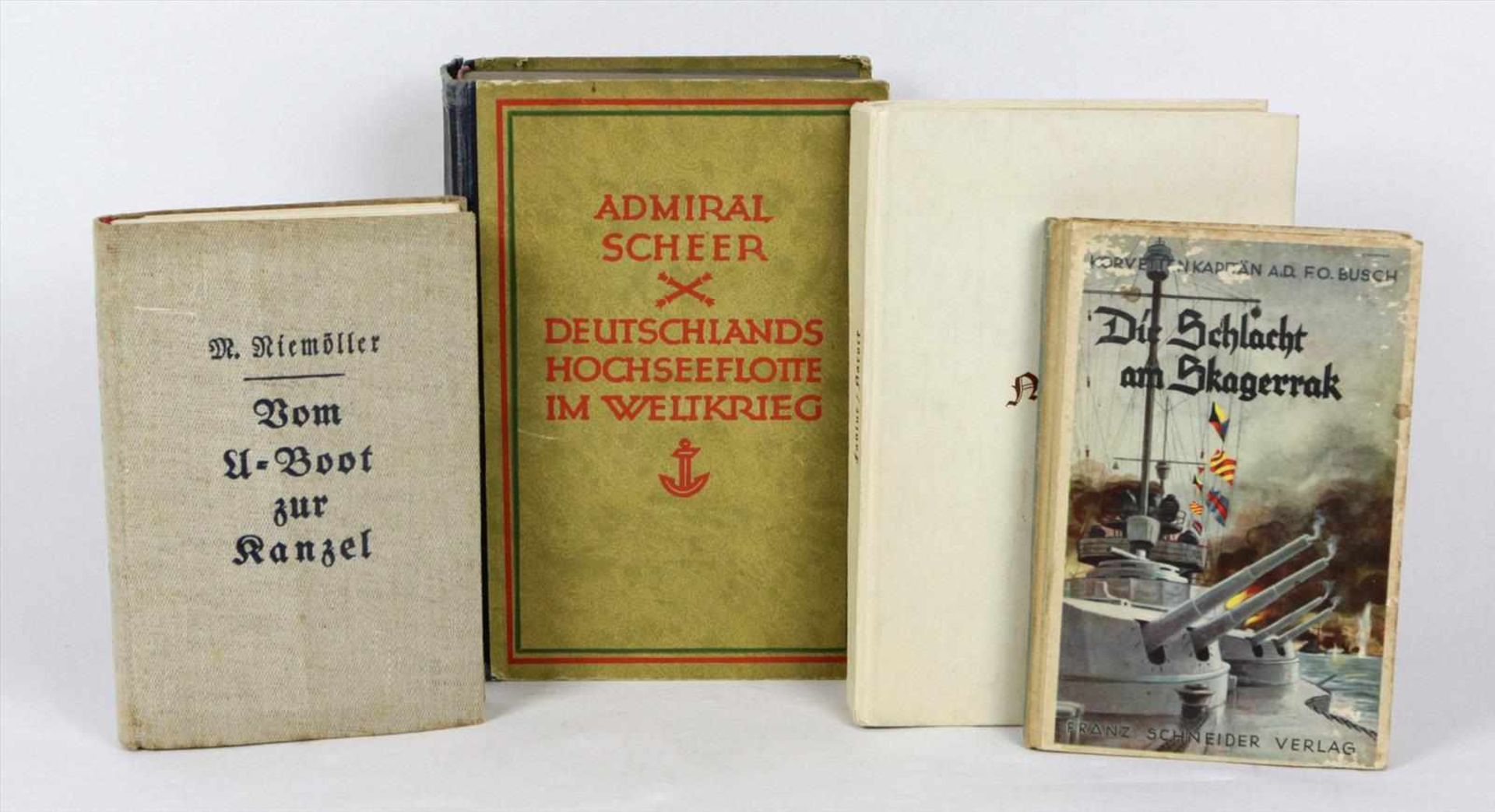 Posten Marinebücher 4 Stück, mit *Deutschlands Hochseeflotte im Weltkrieg*, Persönliche Erinnerungen