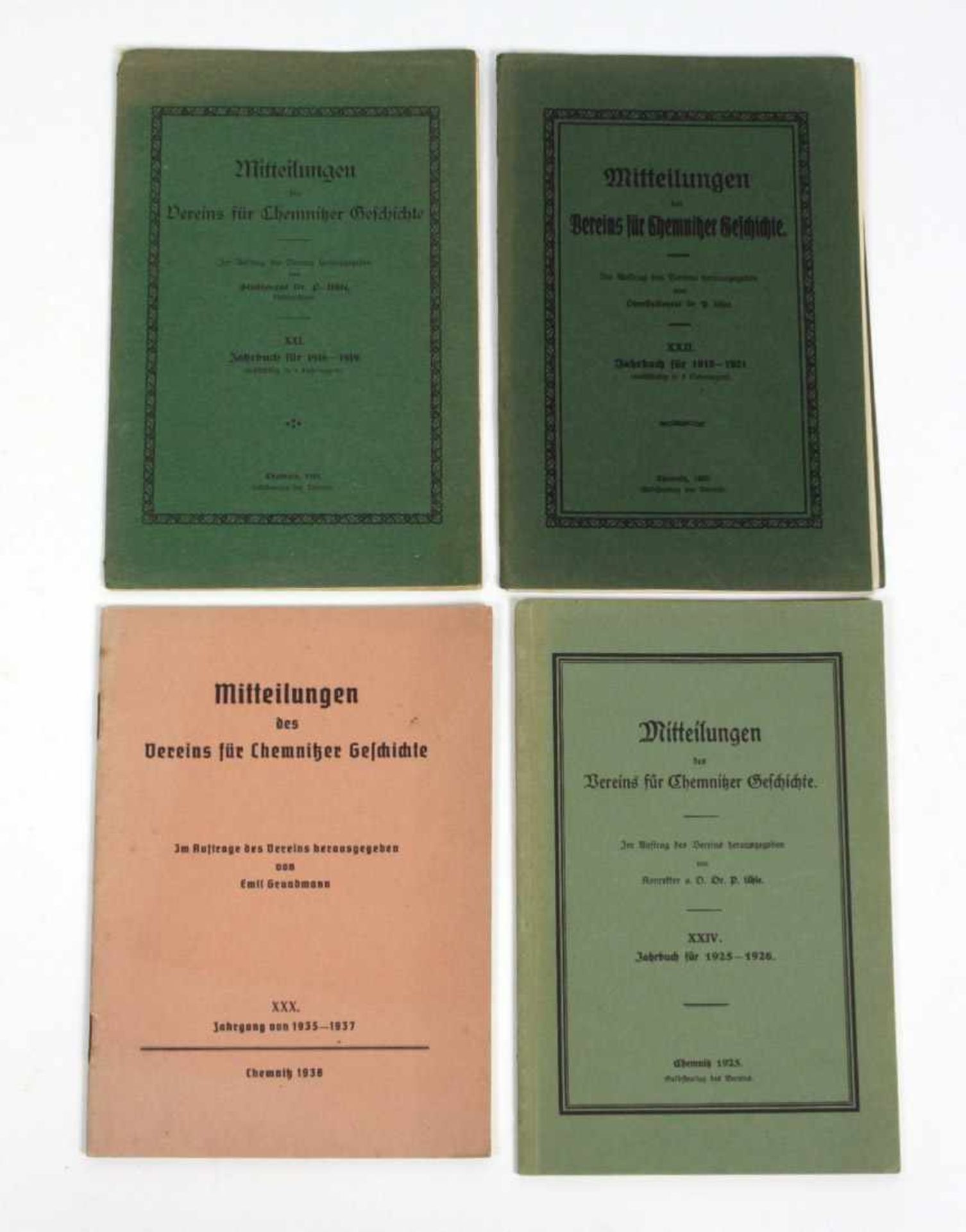 Mitteilungen des Vereins für Chemnitzer Geschichte 4 Ausgaben. XXI, Jahrbuch für 1918-1919. XXII,