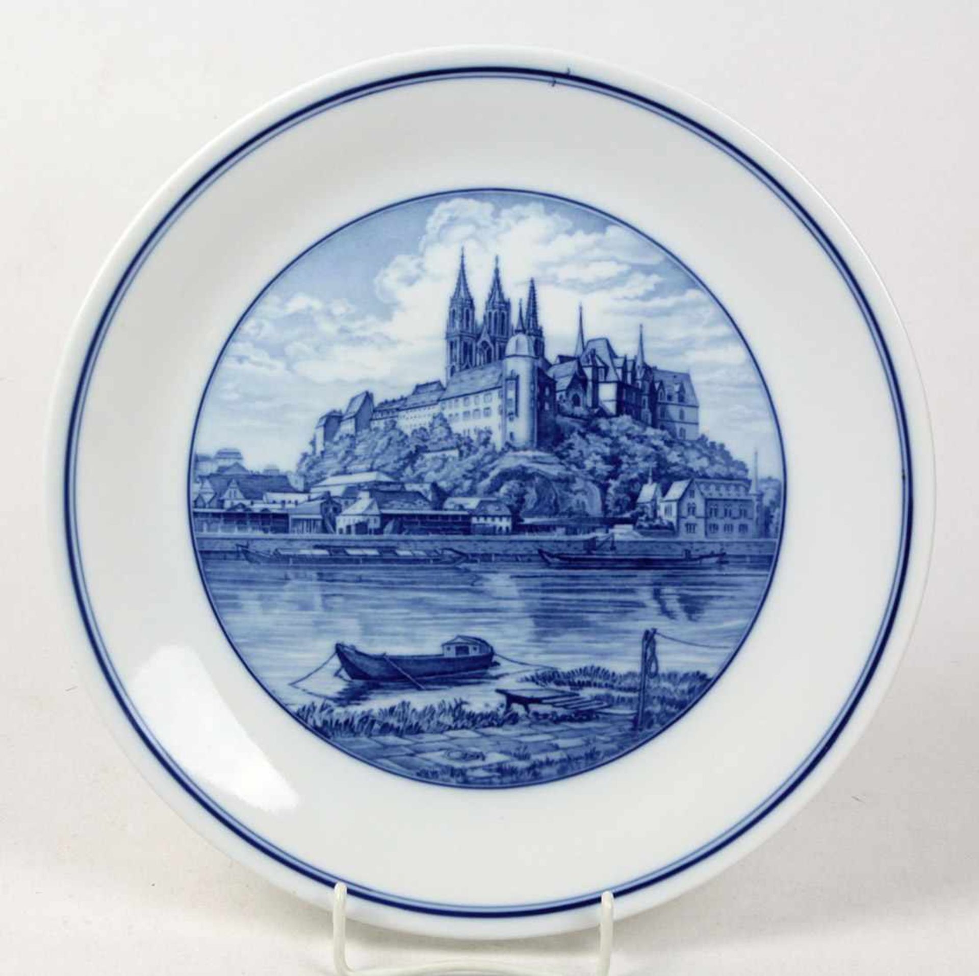 Meissen Ansichtenteller *Albrechtsburg* Porzellan mit unterglasurblauer Schwertermarke der