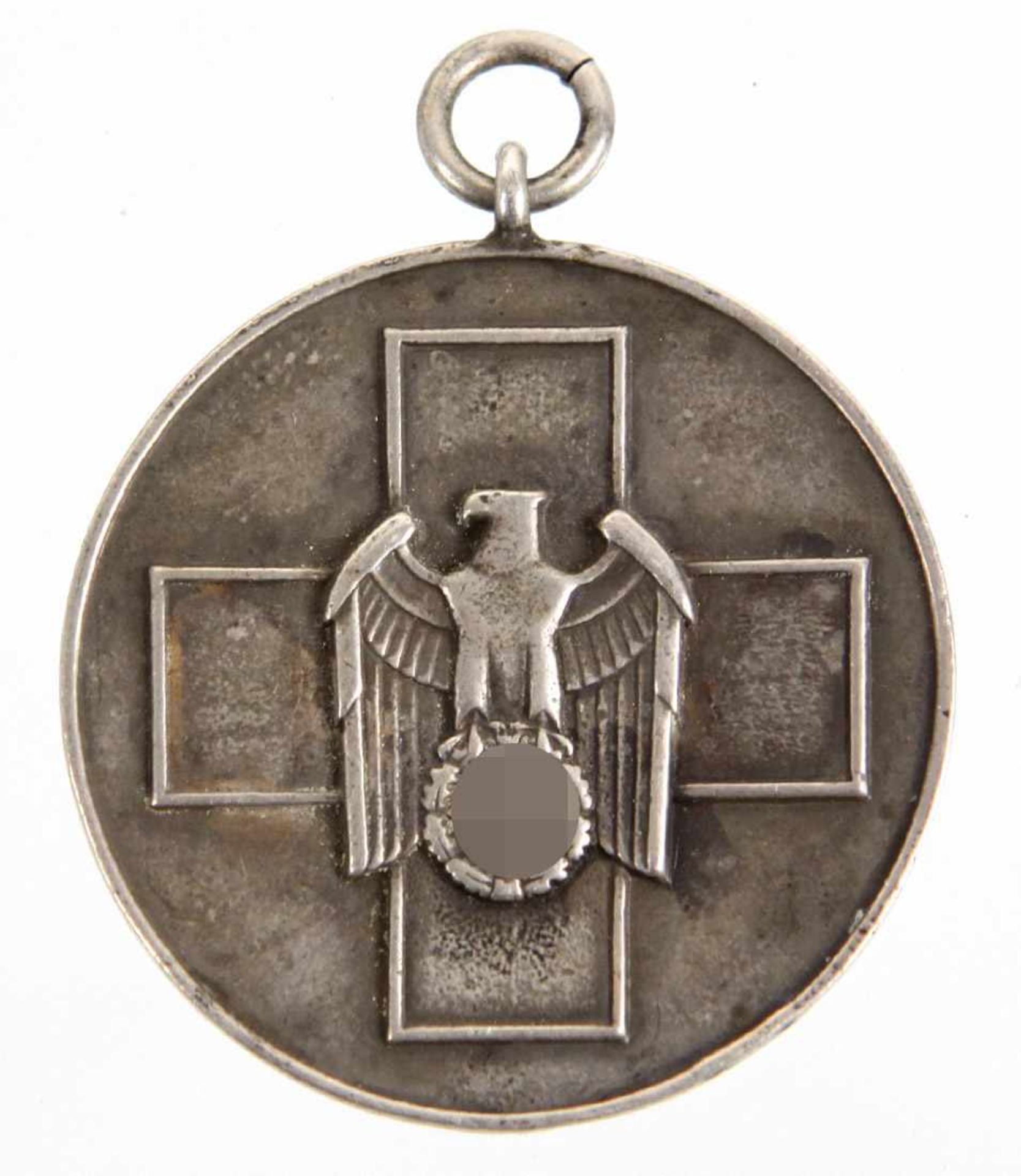 Ehrenzeichen für deutsche Volkspflege runde versilberte Buntmetall Medaille 4. Stufe mit zentralem