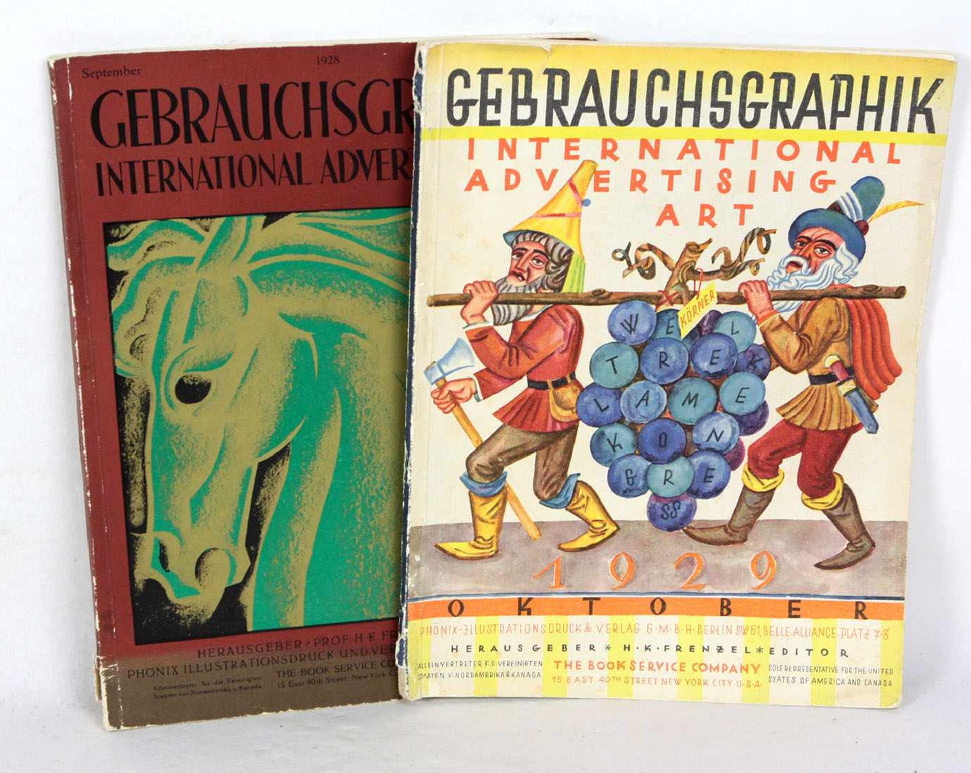 Gebrauchsgraphik 2 Zeitschriften, International Advertising Art, Ausgabe Sept. 1928 u. Okt. 1929,