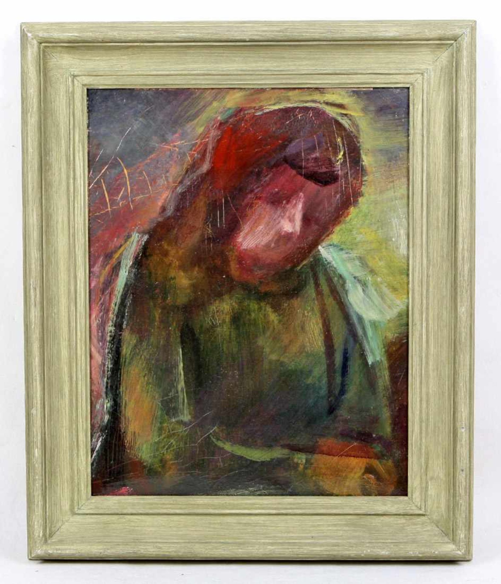 Damenportrait - unbekannter Künstler Öl/Malplatte, unsigniert, hochformatiges Porträt einer Dame,