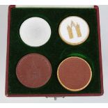 4 Medaillen 700 Jahre Löbau 1921 Porzellanmanufaktur Meissen, 4-teilige Erinnerungsgabe anl. der 700