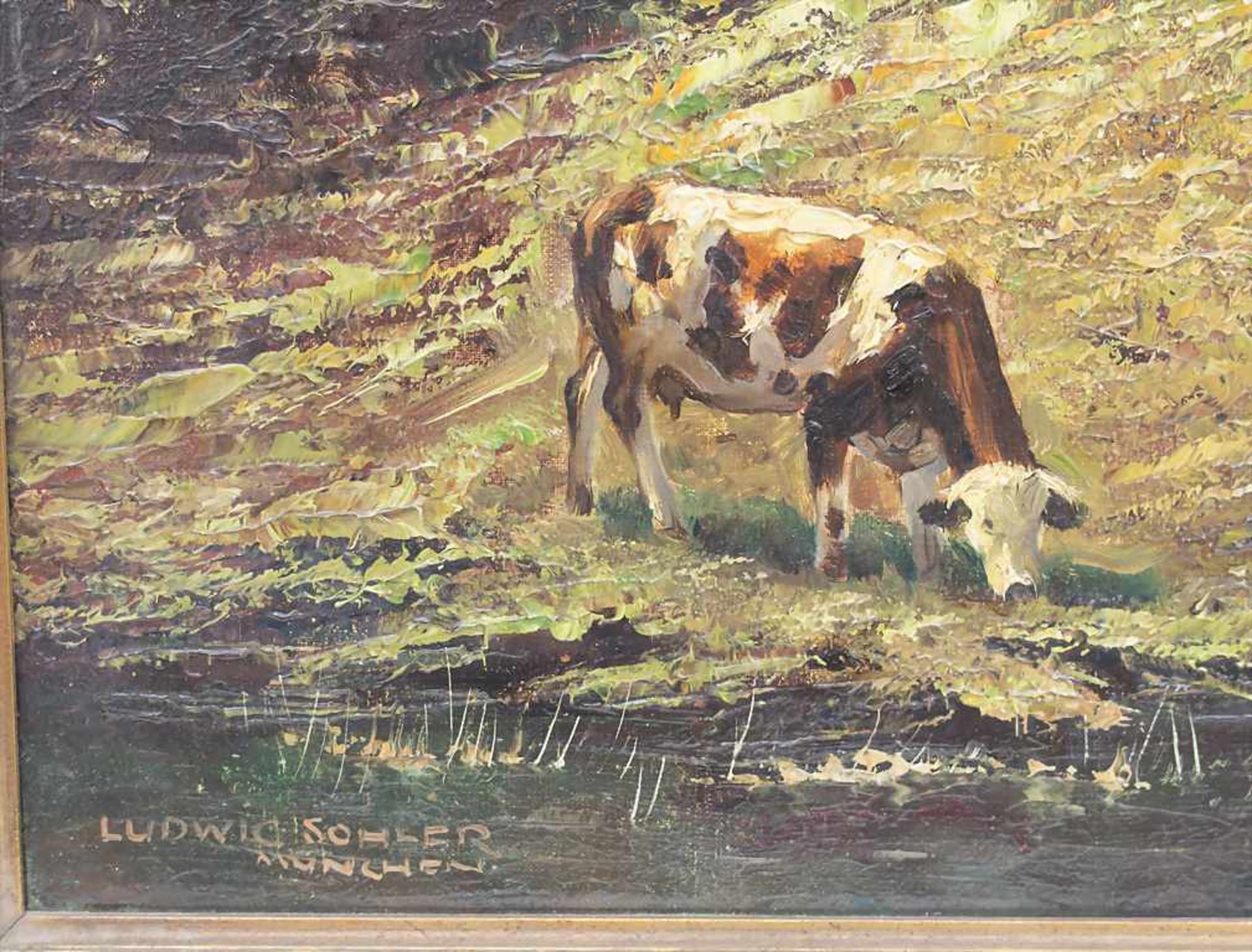 Ludwig Sohler (1907-1998), 'Kapelle und Kühe am Bachlauf' / 'Chapel and Cattle by a Brook' - Bild 3 aus 4