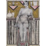 François d'Albignac (1903-1958), 'Weiblicher Akt in Bar' / A Female Nude in a Bar' Technik: Aquarell