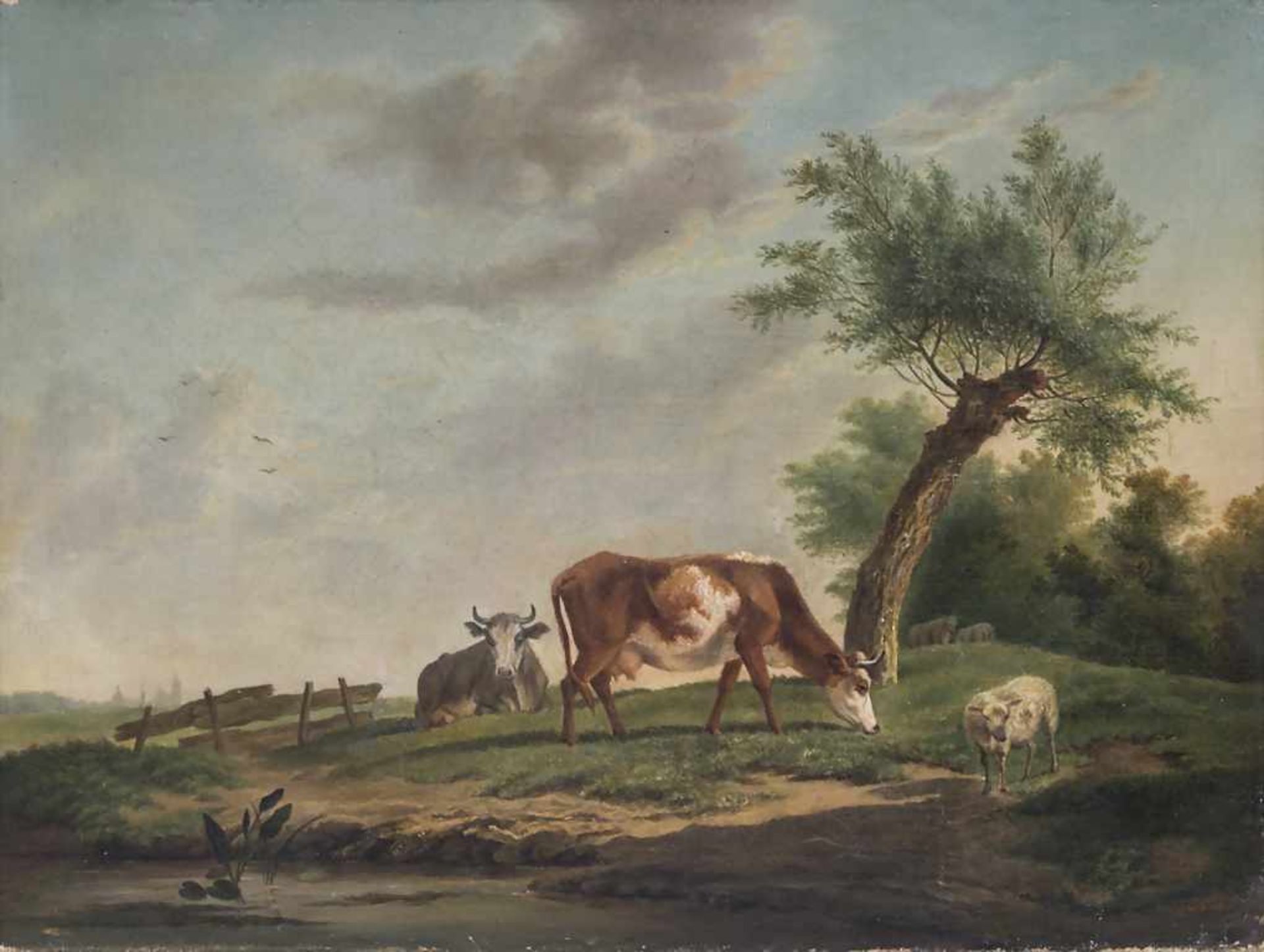 Monogrammist FHM, 'Landschaft mit weidendem Vieh' / 'Landscape with Cattle' Technik: Öl auf