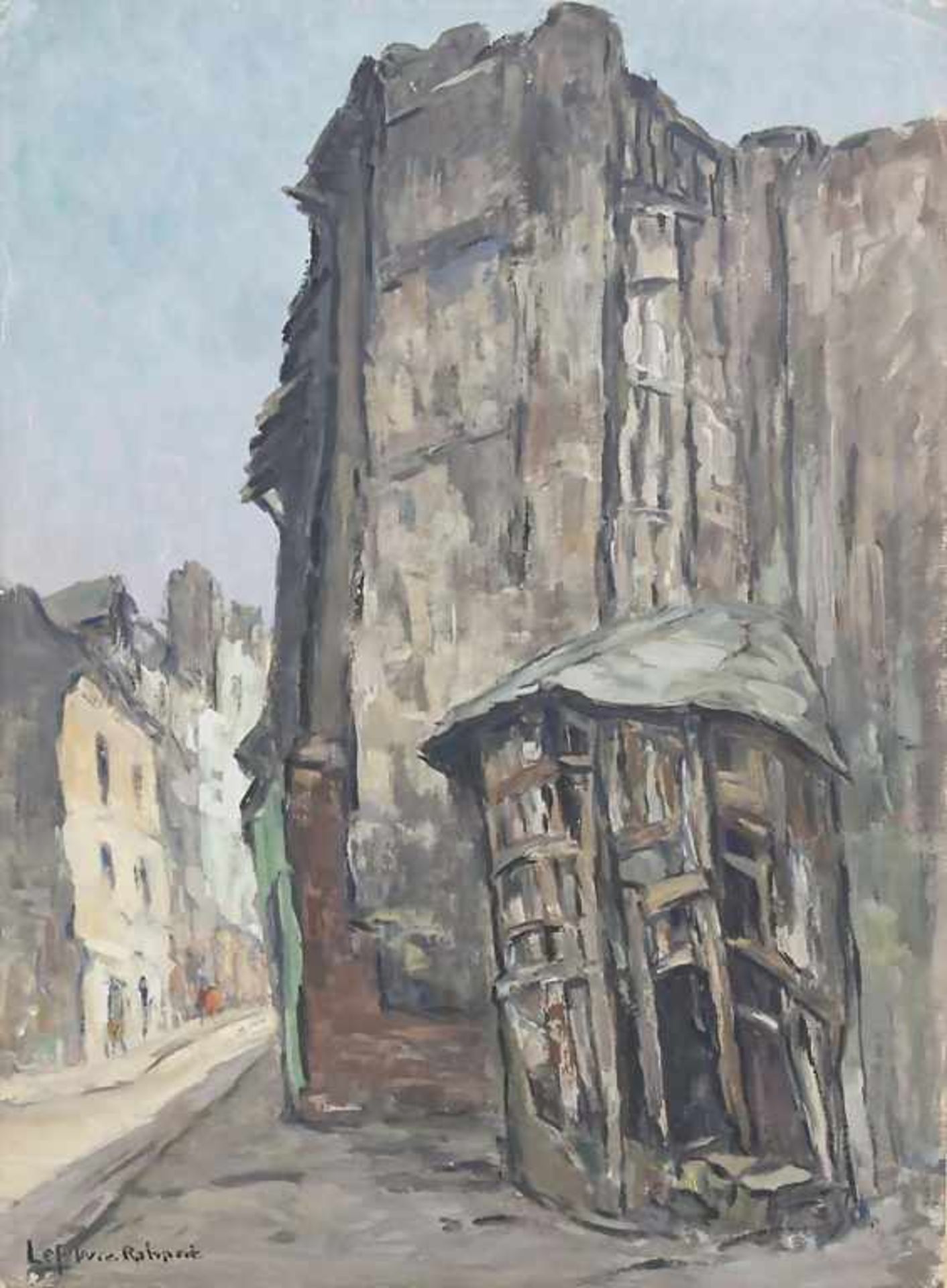 Hausruine/Street View With Ruins, Robert Lefevvre, Mitte 20. Jh. Aquarell/Papier. Straßenansicht mit