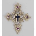 Kreuz-Anhänger mit Rubinen und Saphiren / A Cross Pendant with Rubies and Sapphires Material: