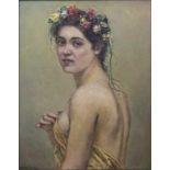 Hermann Effenberger (1842-1911), 'Porträt einer jungen Dame mit Blumenkranz' / 'Portrait of a