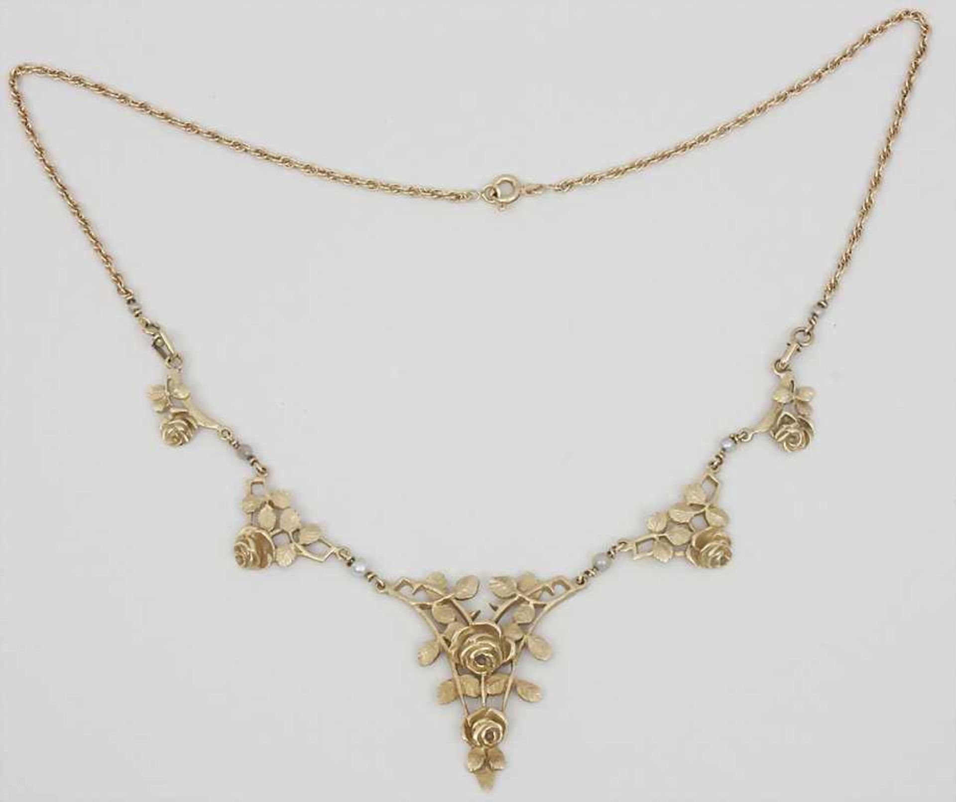 Jugendstil Rosen-Collier / Art Nouveau Roses Necklace Material: Gelbgold 750/000 18 Kt geprüft,