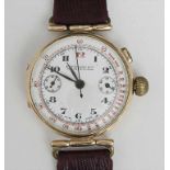 HAU/Gold Chronograph, Eberhard, Chaud de Fonds, Schweiz, um 1925 Eindrückerchronograph. Gehäuse GG