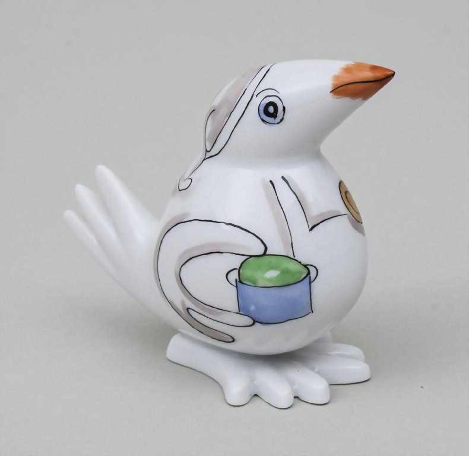 Tierplastik Spaßvogel 'Koch'/ Bird As 'Cook', Meissen, Ende 20. Jh. aus der Serie der Spaßvögel.