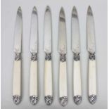 6 Messer mit Elfenbeingriffen/6 Knifes With Ivory Handles, wohl Frankreich, um 1900 Obstmesser mit