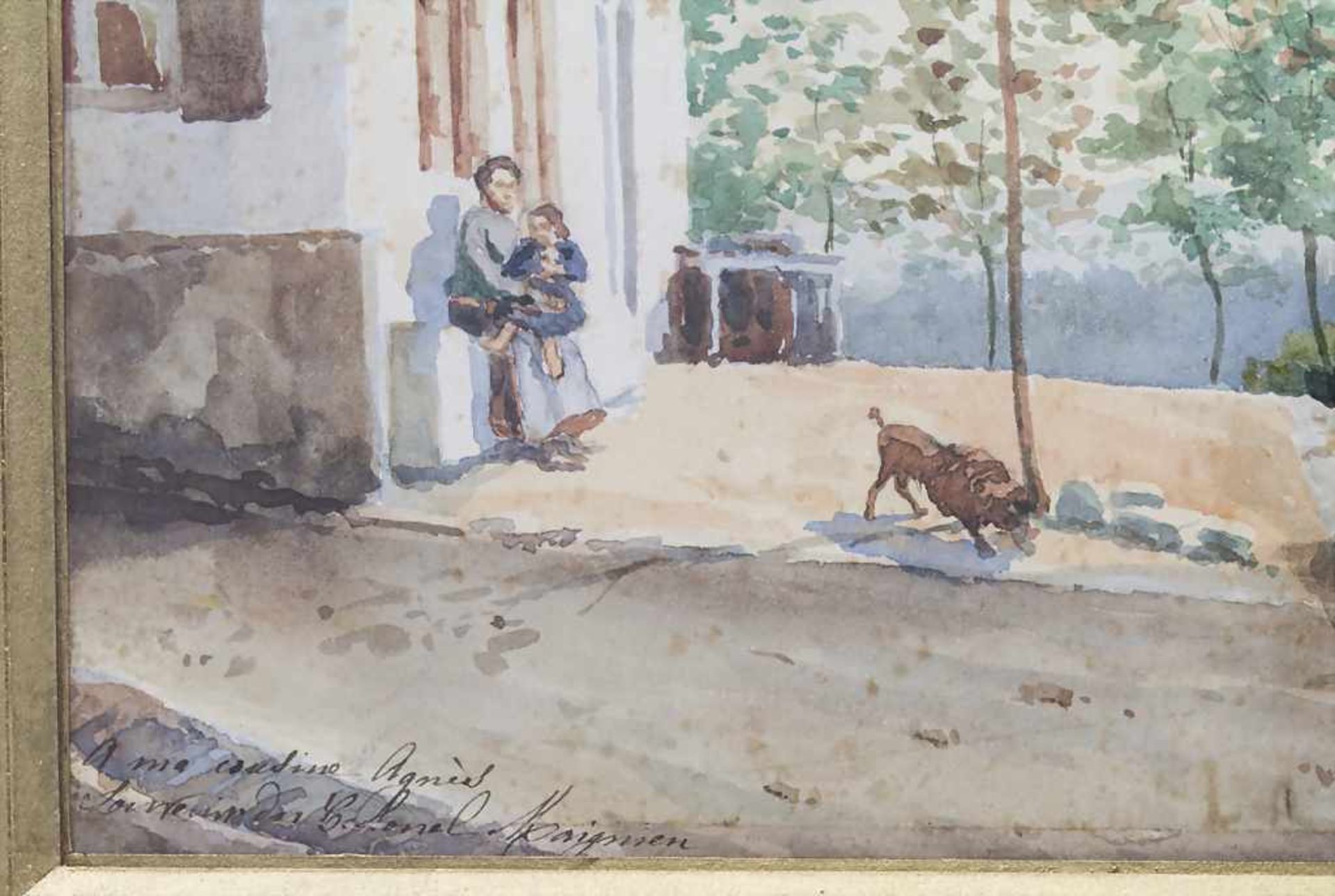 Colonel Maignieu (gelesen, tätig um 1894), 'Dorfstraße mit Ochsenkarren' / 'Village Street with - Bild 2 aus 3