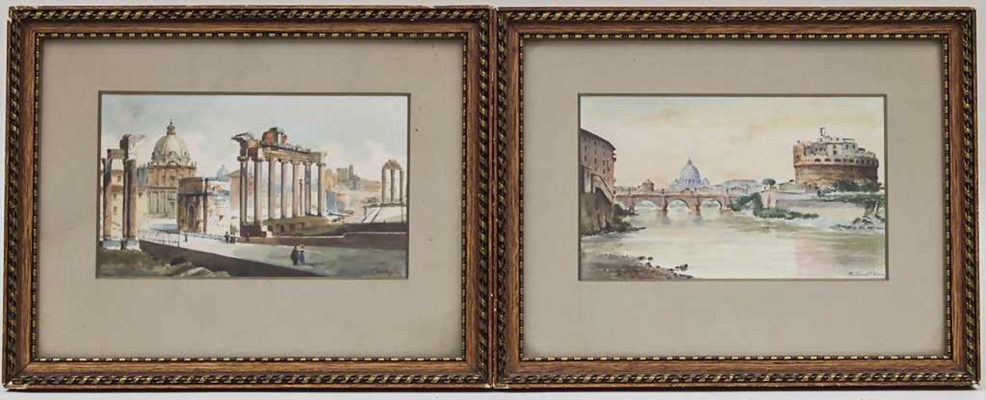 E. Garadelli, Paar Ansichten von Rom / A Pair of Views of Rome dargestellt sind Petersdom und