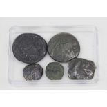 5 keltische Münzen / 5 Celtic Coins teilweise figurativ verziert, D. 1 - 2,4 cm+some with figurative