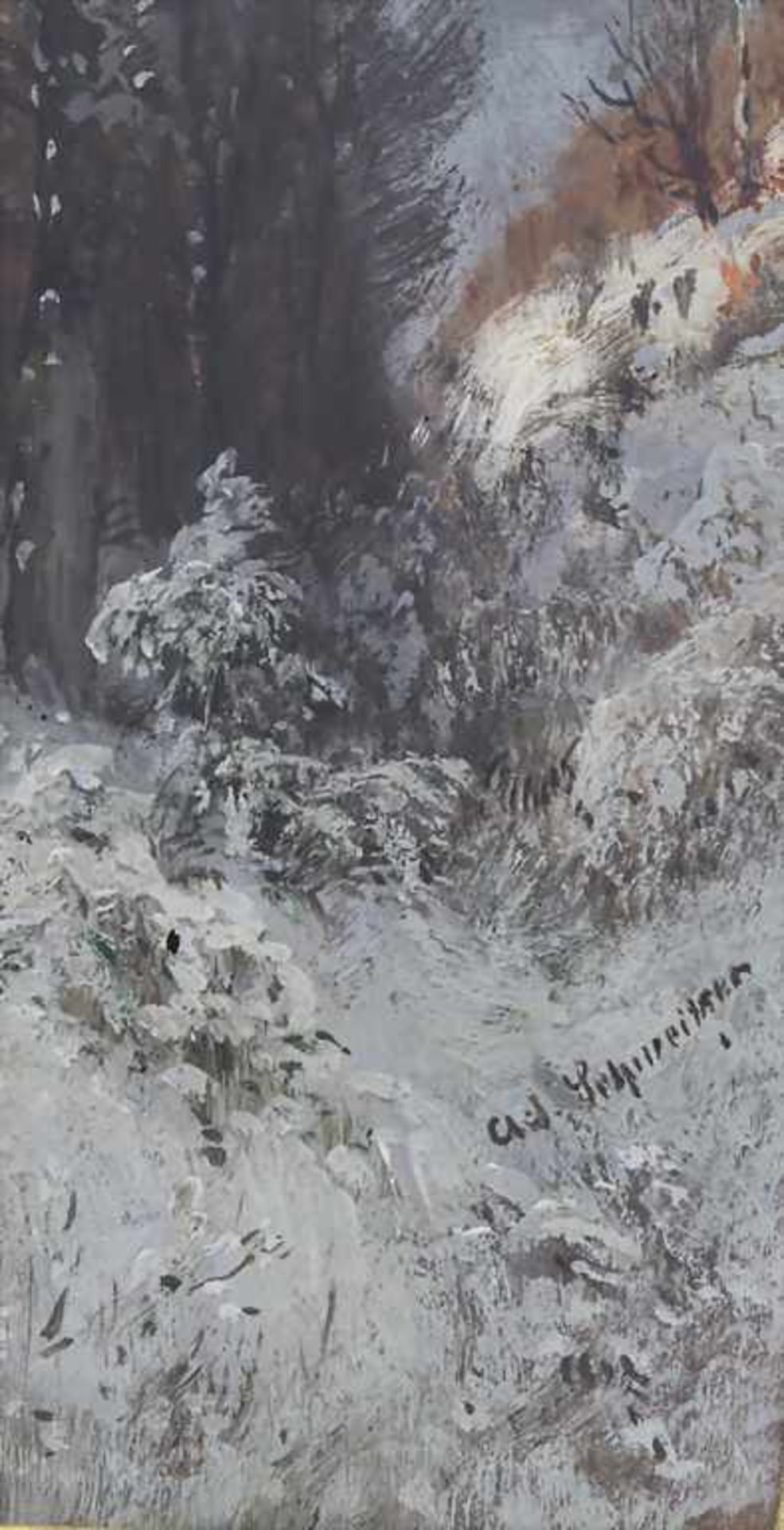 Adolf Gustav Schweitzer (1847-1914), 'Winterlandschaft' / 'A Winter Landscape' Technik: Öl auf - Bild 2 aus 3
