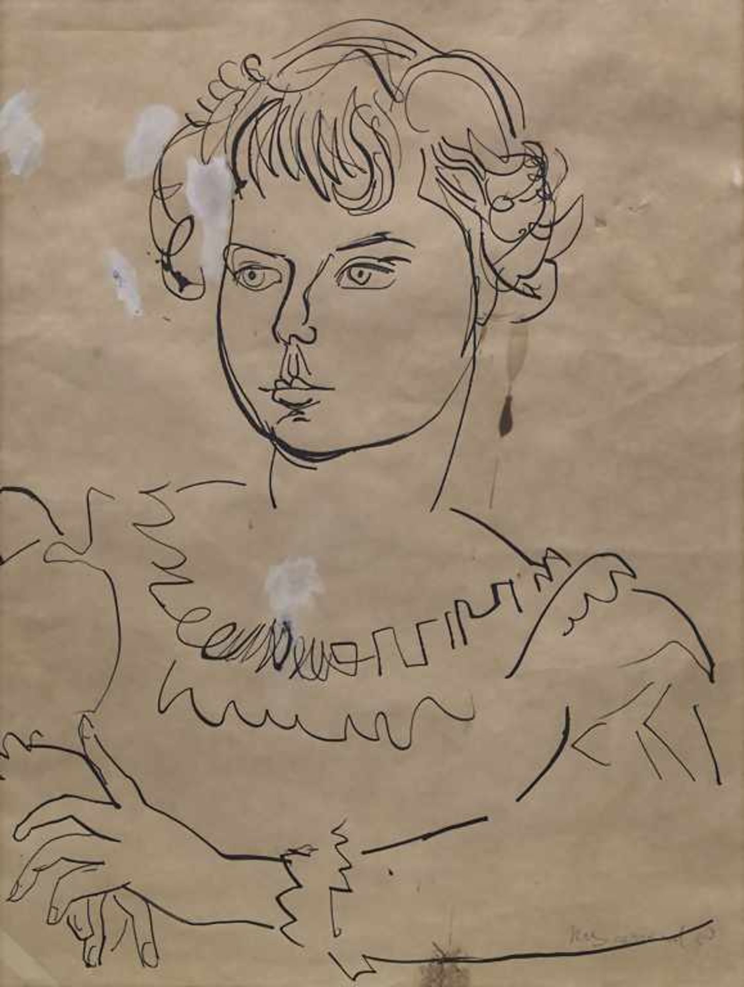 Rudolf Baerwind (1910-1982), 'Junge Frau' / 'A Young Lady' Technik: Tusche auf Papier, gerahmt,