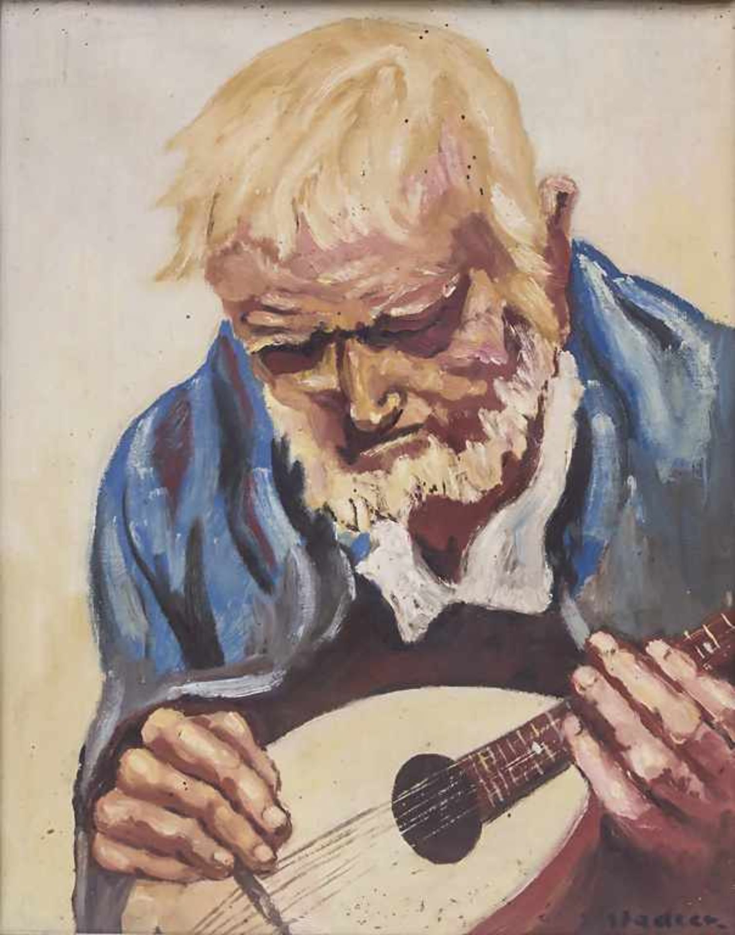 Benno Stadler (1908-?), 'Mandolinenspieler' / 'Mandoline Playing Man' Technik: Öl auf Leinwand,