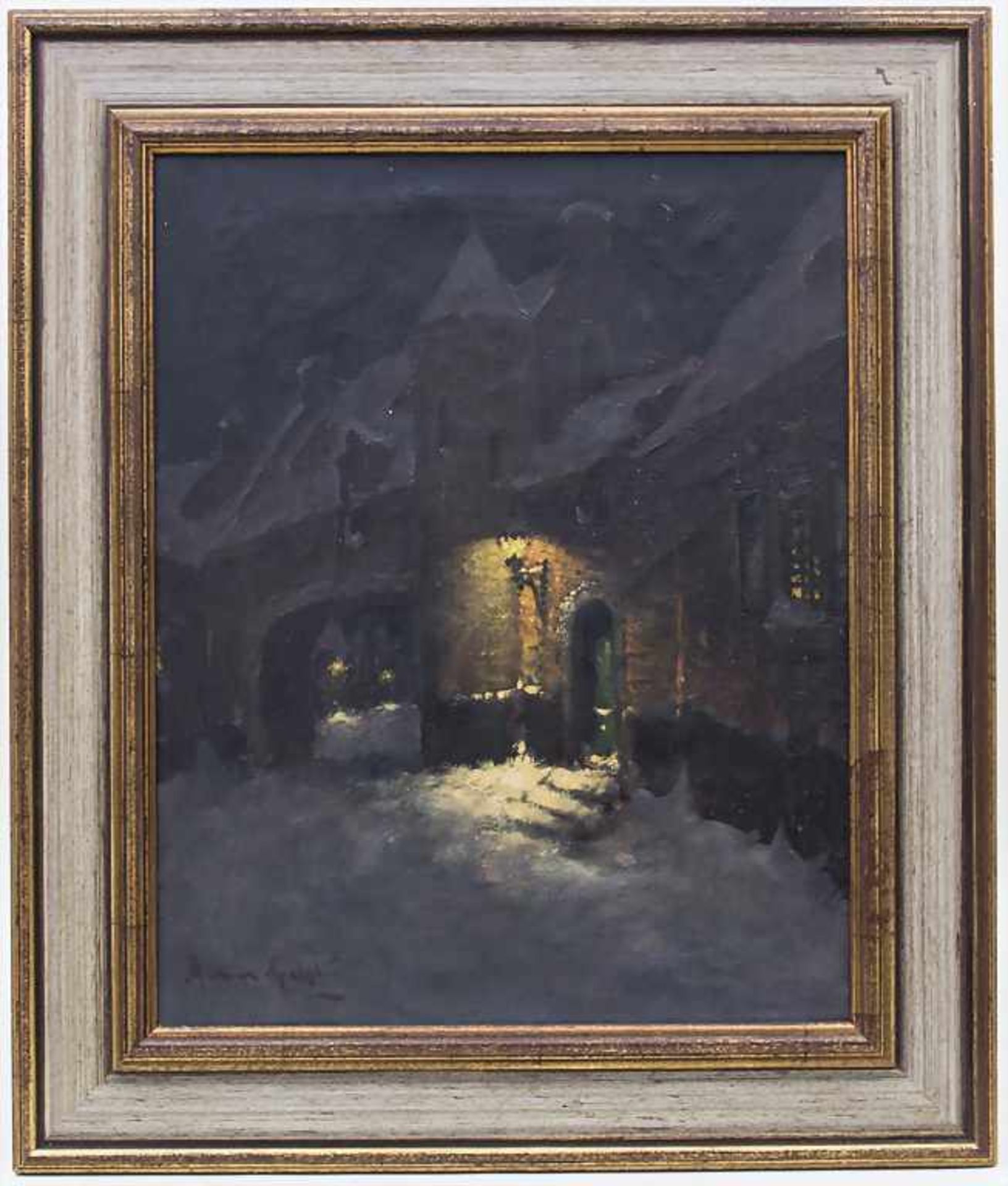 Aarnout van Gilst (1898-1981), 'Winterliche Altstadtgasse im Laternenschein' / 'Winterly Old - Bild 2 aus 2