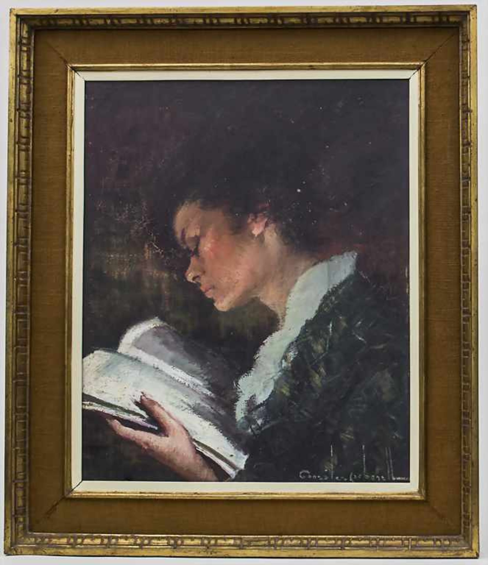 Gonzalez Carbonell (1910-1984) 'Lesende junge Dame' / 'Reading Young Lady' Technik: Öl auf Leinwand, - Bild 3 aus 3