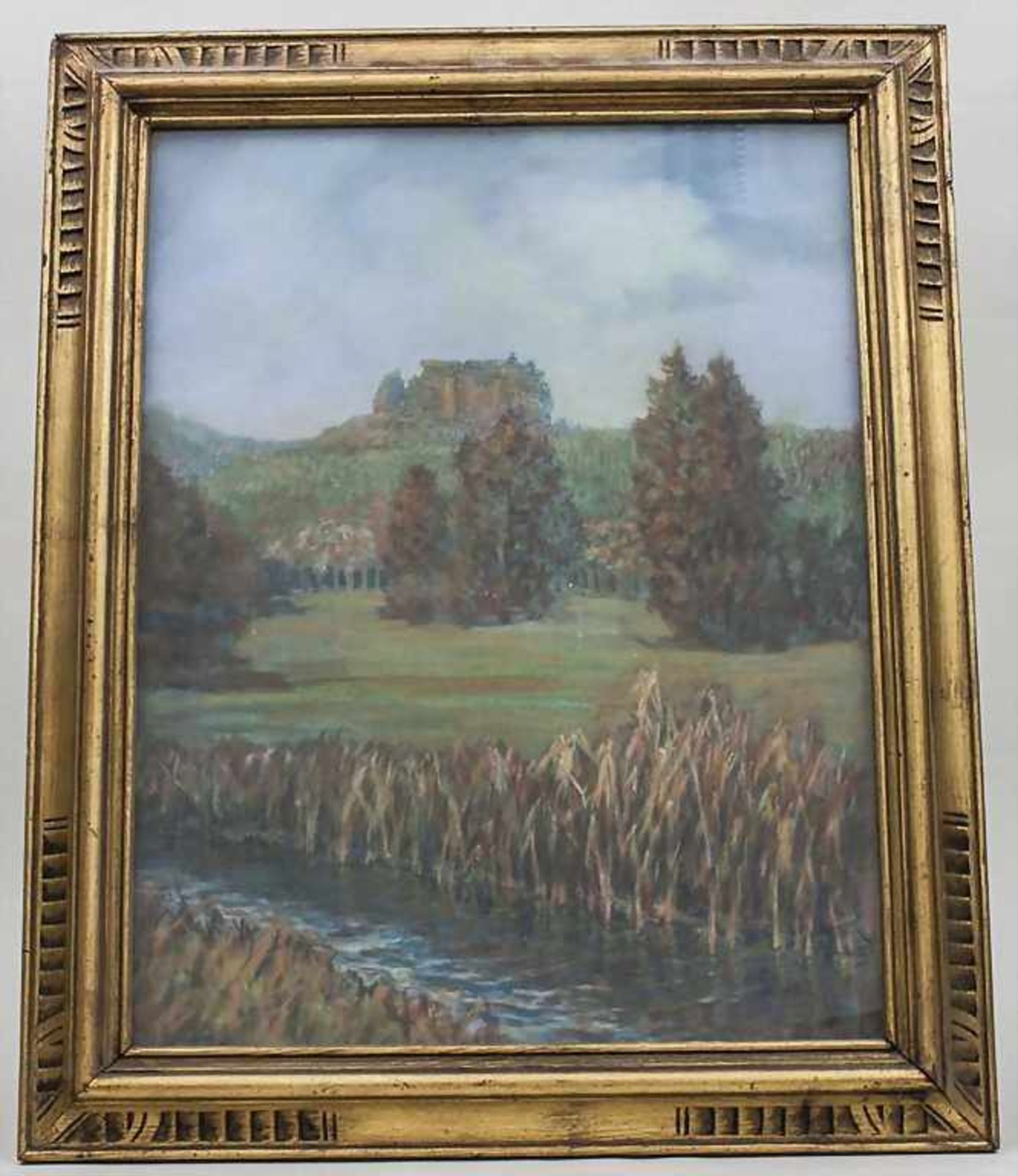 Monogrammierender Jugendstil-Maler, Herbstliche Landschaft mit Weinreben, Anfang 20. Jh. Pastell/ - Bild 3 aus 3