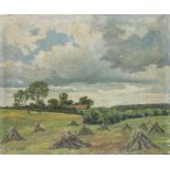 W. Michels, 'Landschaft mit Heuschobern' / 'Landscape with Haystacks' Technik: Öl auf Leinwand,