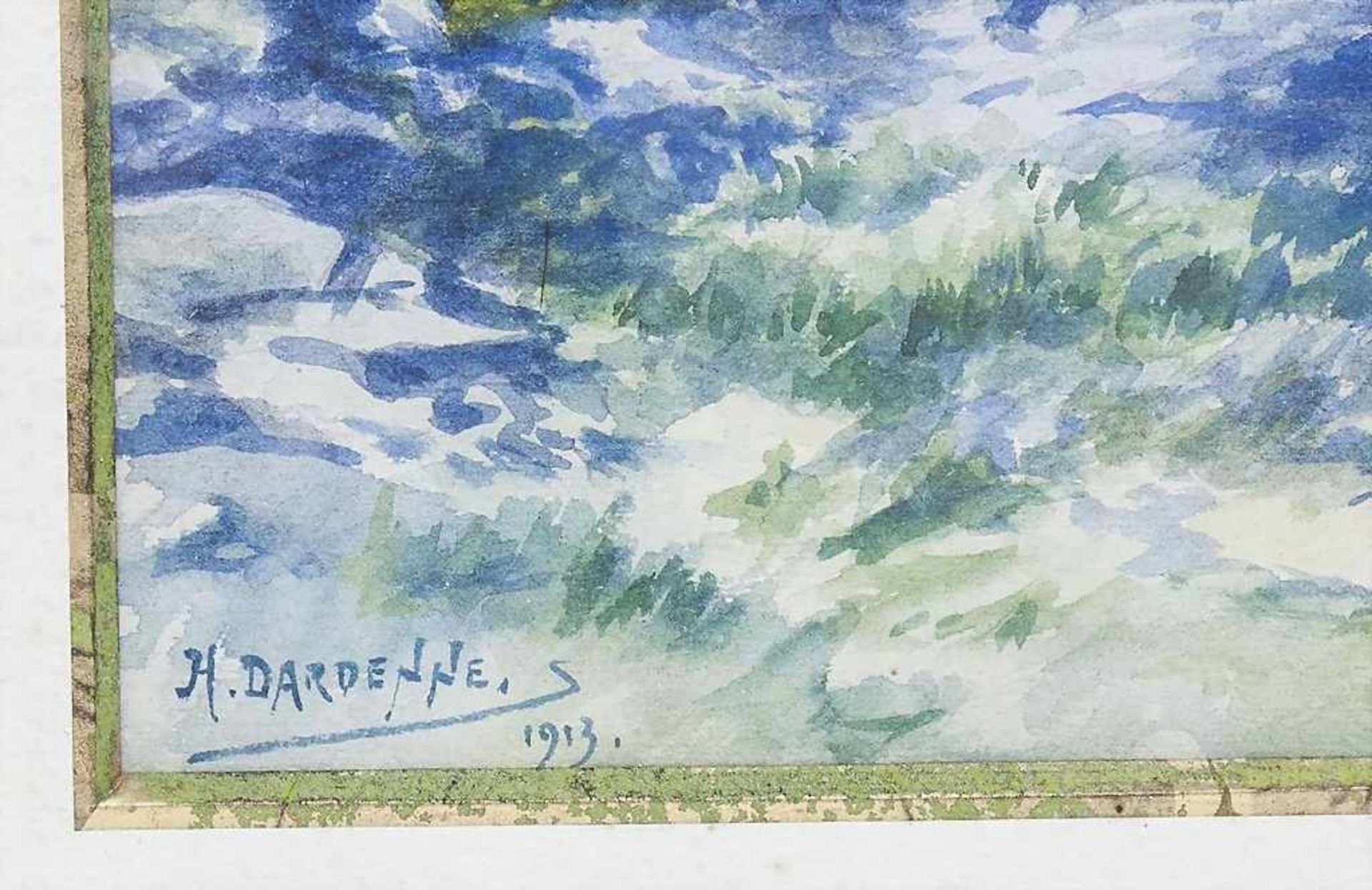 Les Sept-Laux/Mountain Lake, H. Dardenne, 1913 Aquarell/Papier. Bergsee mit Figurenstaffage. Li. - Bild 2 aus 4