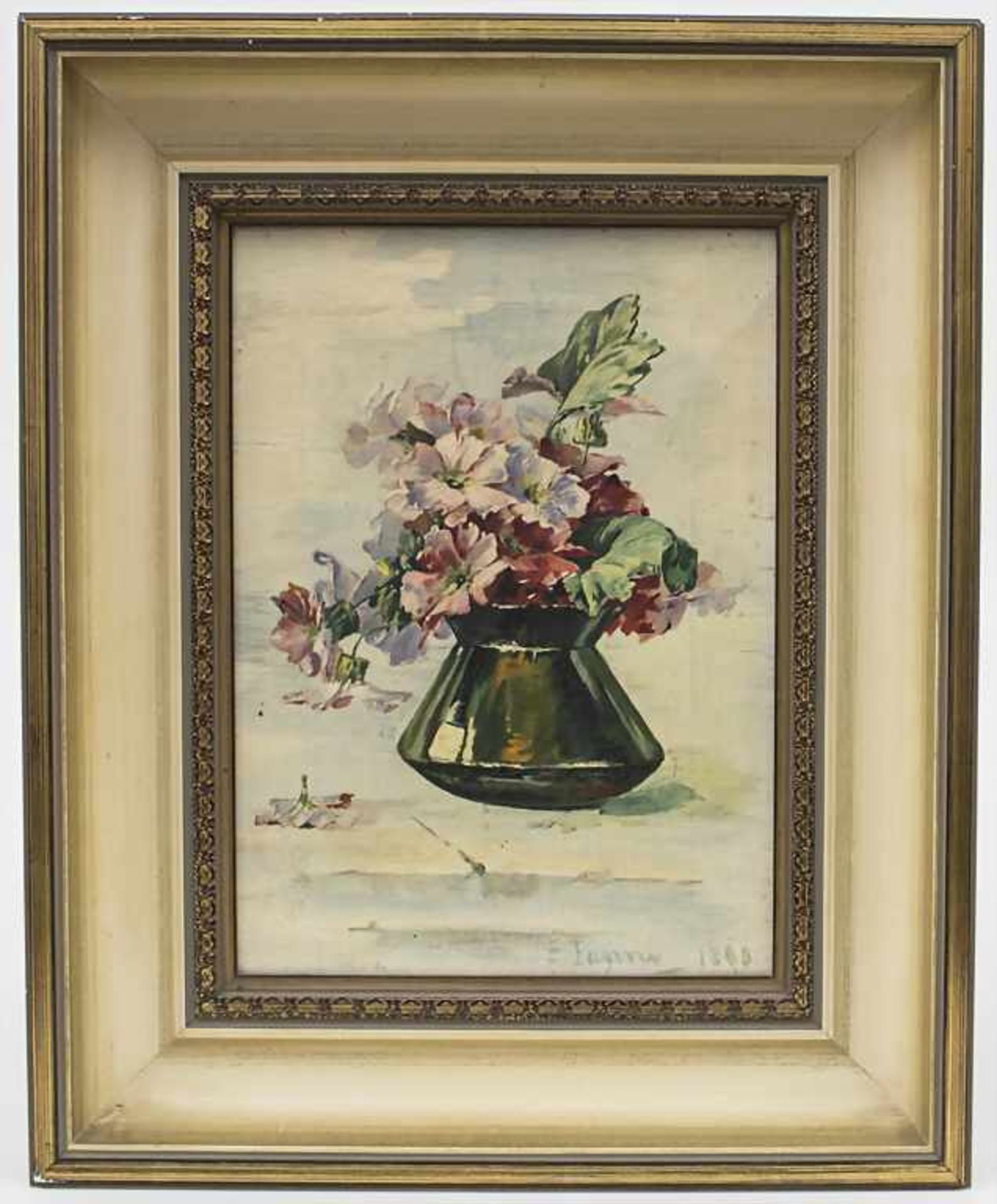 Unleserlich signierender Künstler, 'Blumenbouquet' / 'Flower Bouquet', 1898 Technik: Öl auf - Bild 3 aus 3