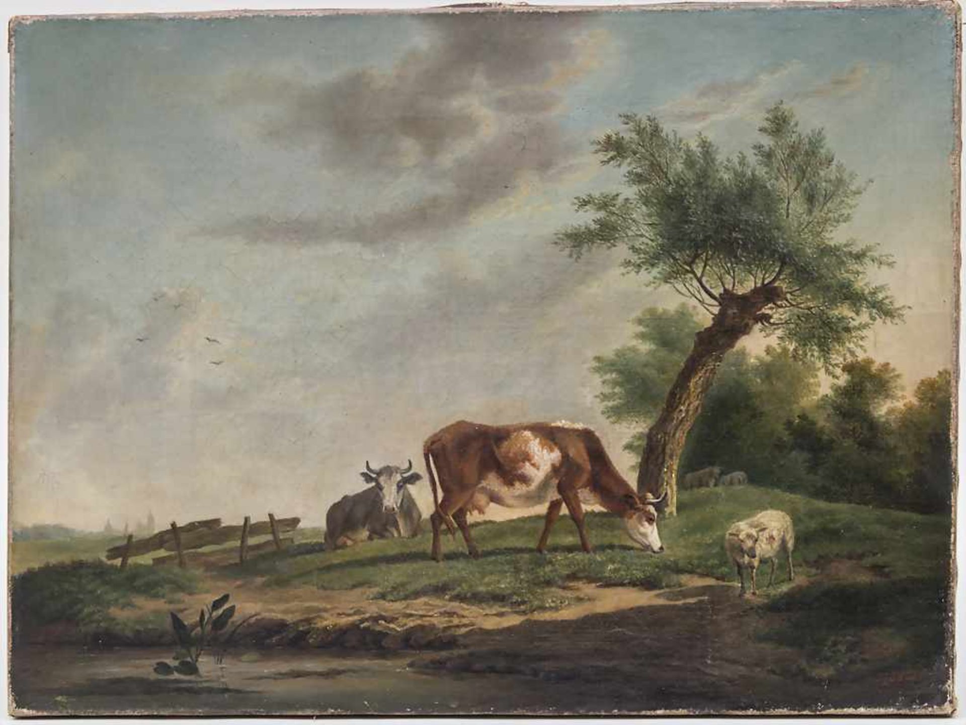 Monogrammist FHM, 'Landschaft mit weidendem Vieh' / 'Landscape with Cattle' Technik: Öl auf - Bild 3 aus 3