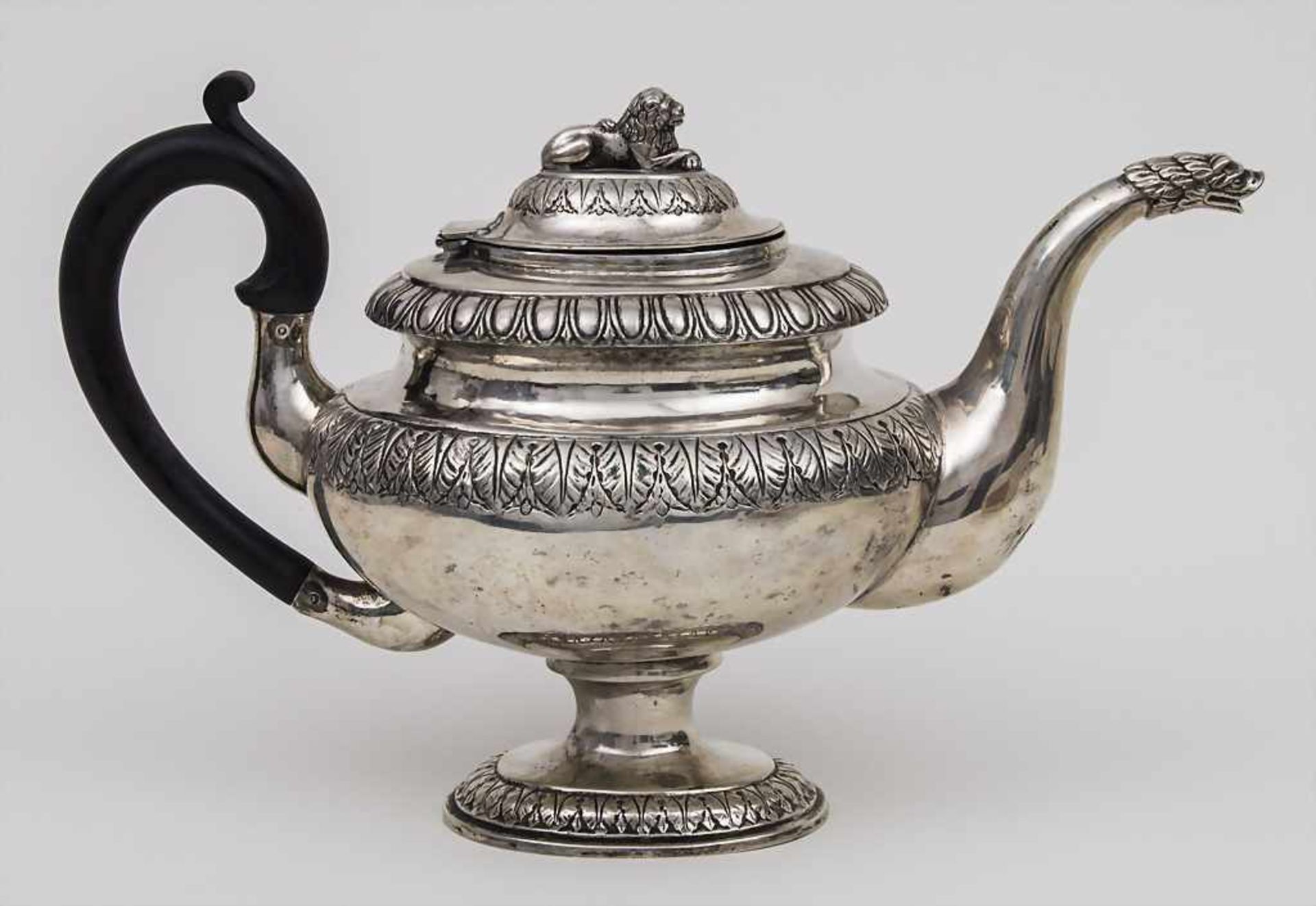 Teekanne / Tea Pot, Copenhagen, 1832 Punzierung: Silber-Stadtmarke, Meistermarke I.A.L.,Höhe: 20 - Bild 2 aus 4