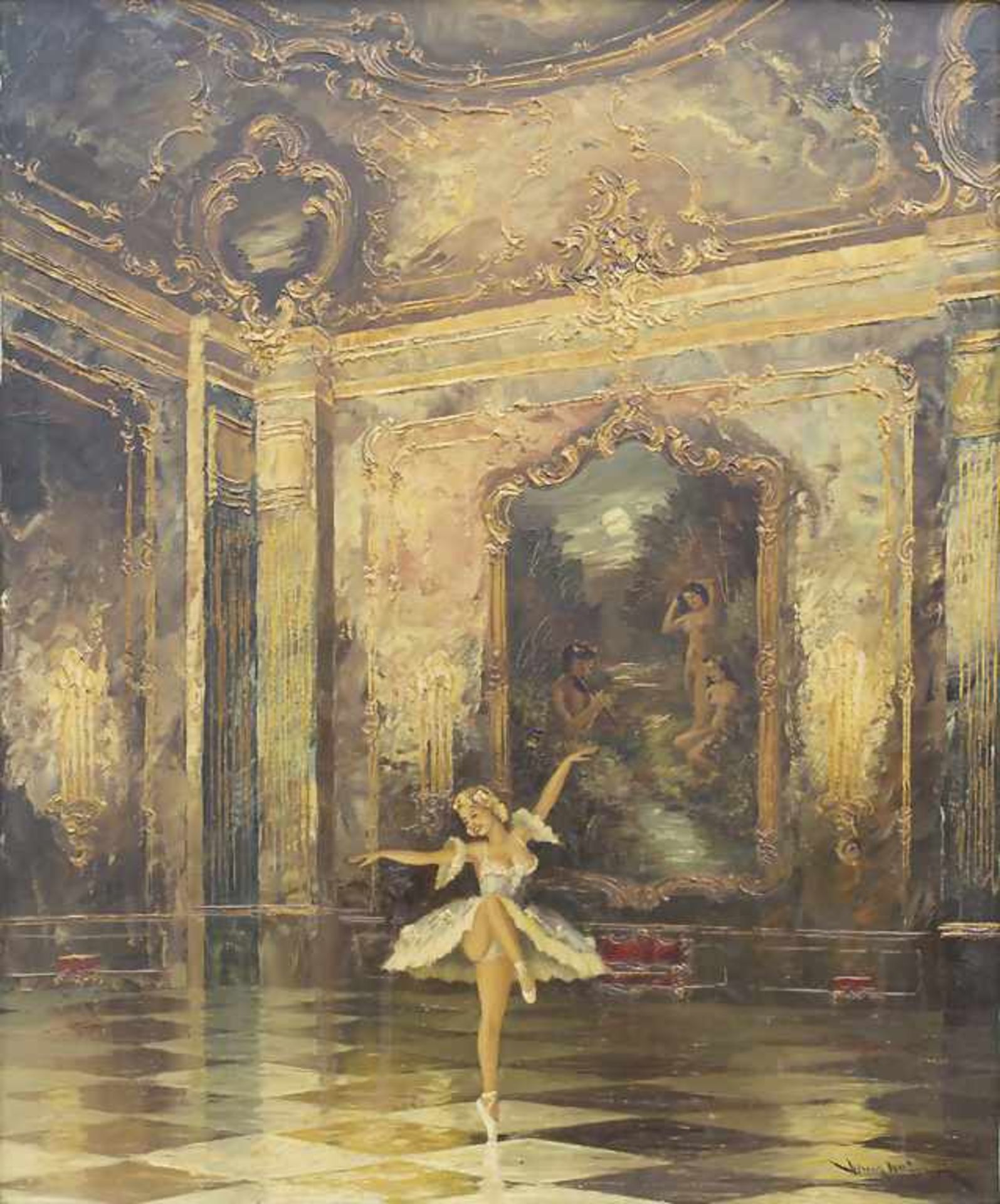 Unleserlich signierender Künstler, 'Ballerina im Barocksaal' / 'Ballerina in Baroque Hall'