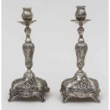 Paar Silberleuchter / A Pair of Silver Candleholders, deutsch, nach 1888 Punzierung: Silber '800',