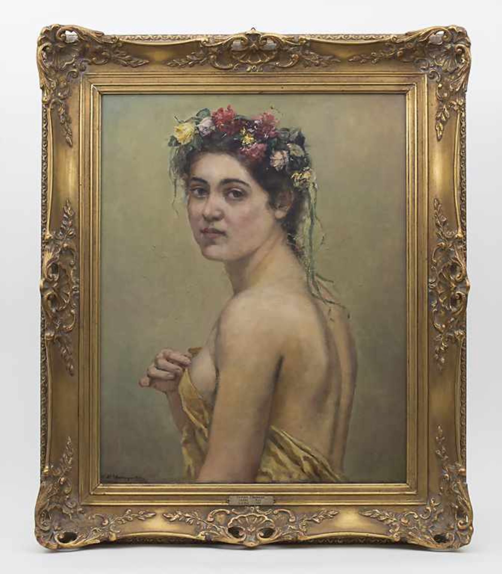 Hermann Effenberger (1842-1911), 'Porträt einer jungen Dame mit Blumenkranz' / 'Portrait of a - Bild 2 aus 6