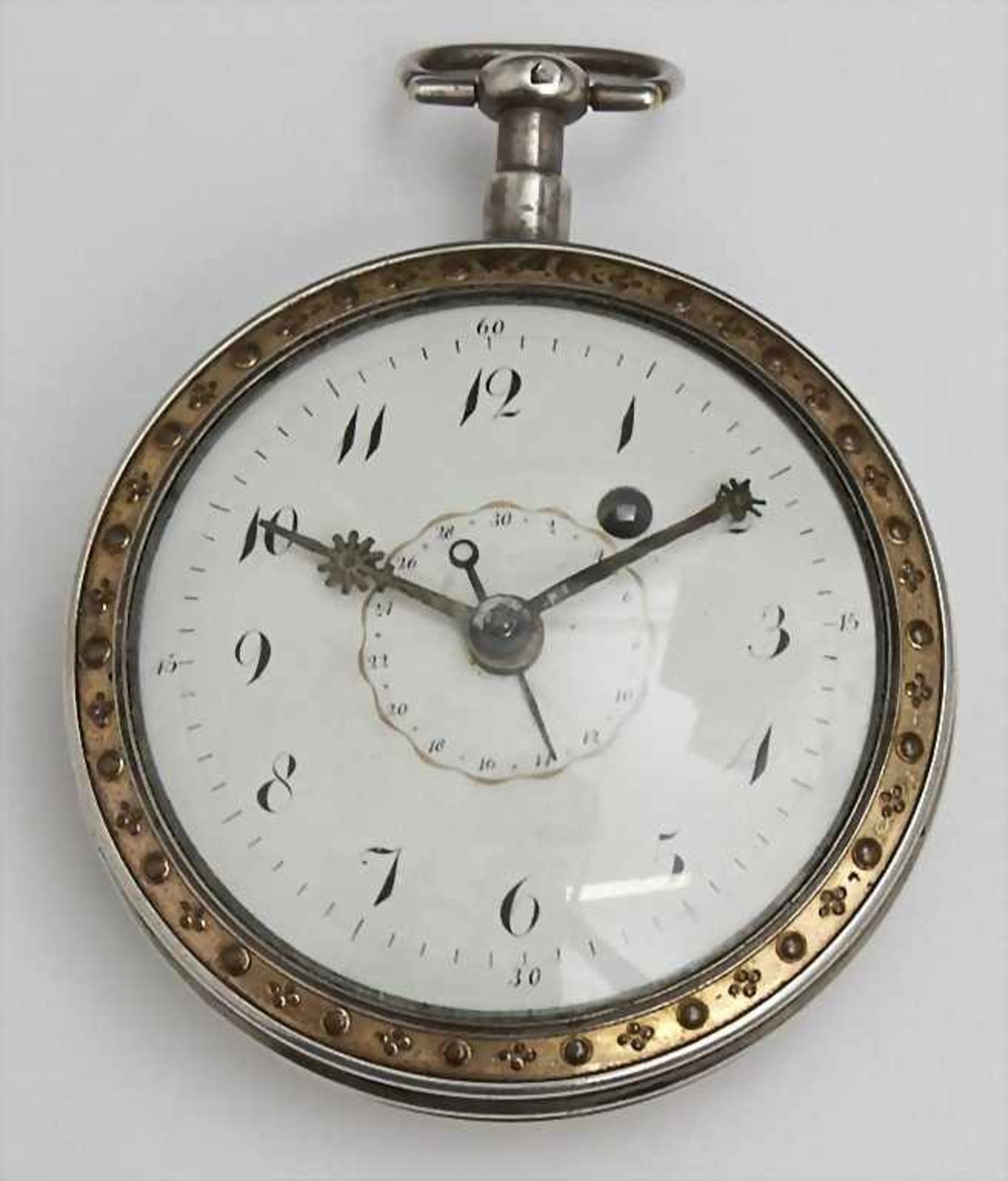 Spindel-HTU/Gents Silver Pocket Watch, Boudard a Clamecy, um 1820 Silbergehäuse gepunzt, mit