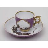 Tasse und UT mit Landschafts- und Watteau-Szenen / A Cup And Saucer With Landscapes, Meissen, um